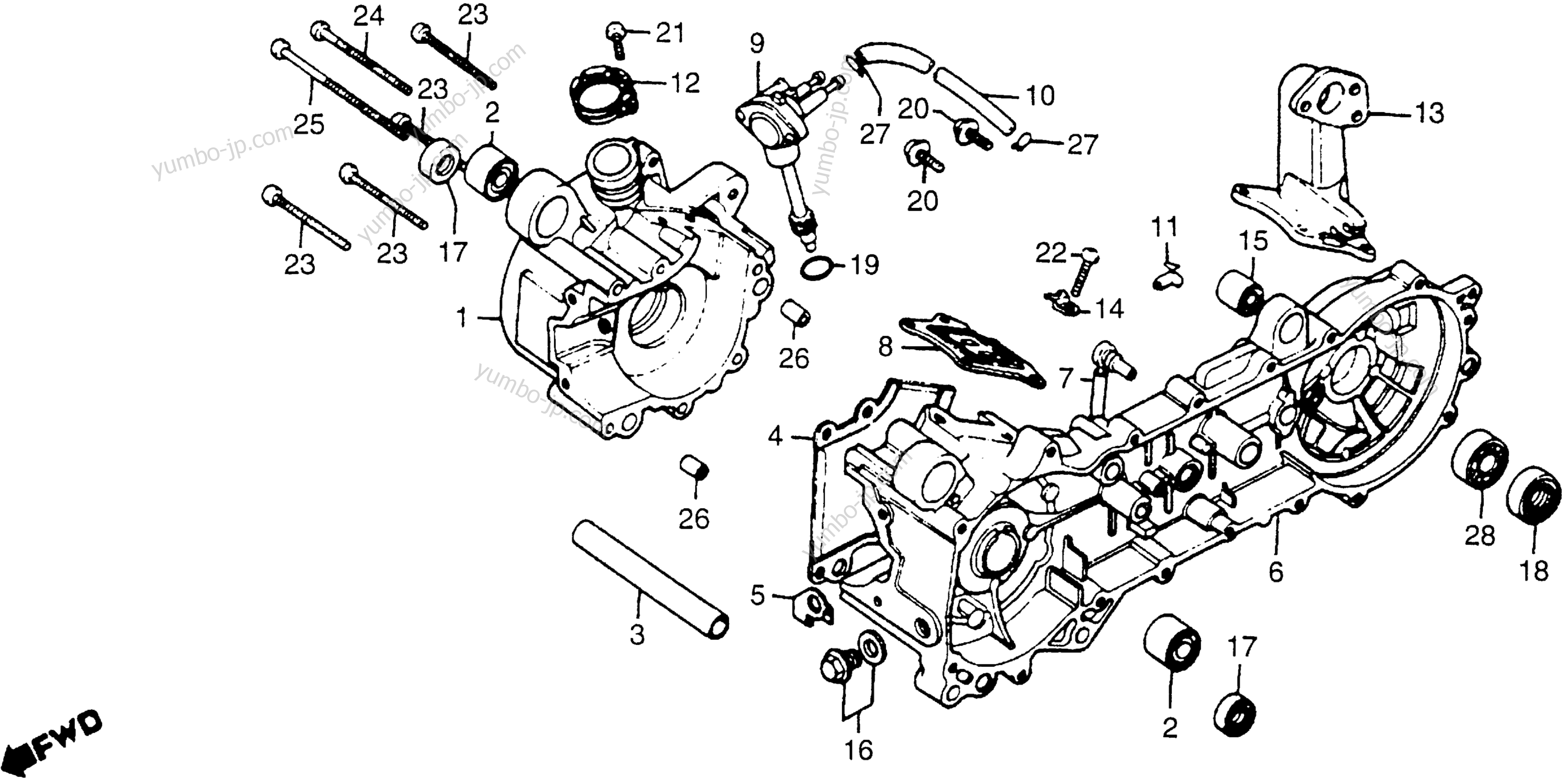 CRANKCASE / OIL PUMP / REED VALVE for motorcycles HONDA NC50 A 1980 year