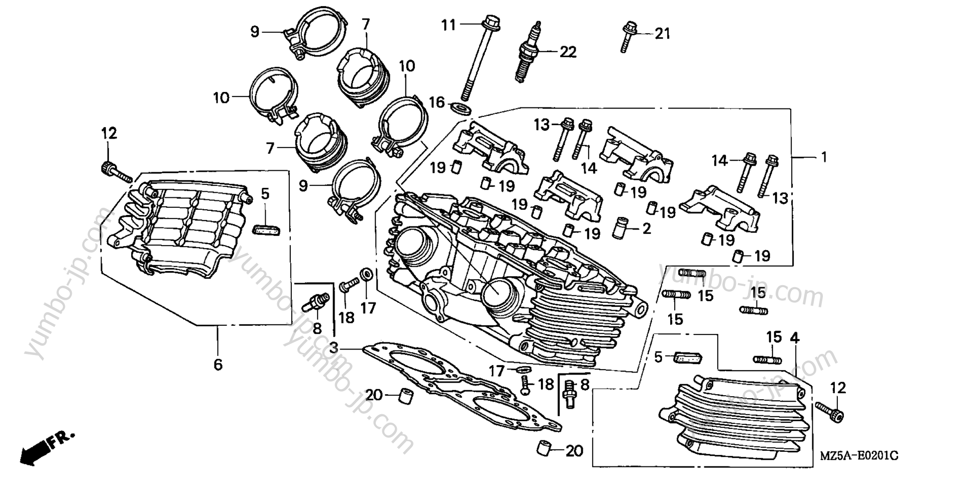 CYLINDER HEAD (RR.) for motorcycles HONDA VF750C AC 2001 year