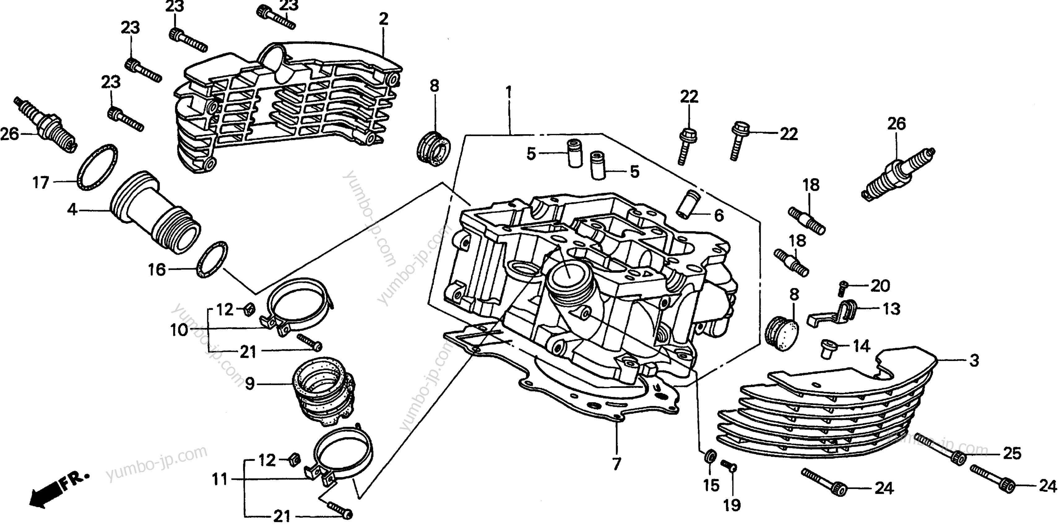 CYLINDER HEAD (RR.) for motorcycles HONDA VT1100T AC 2000 year