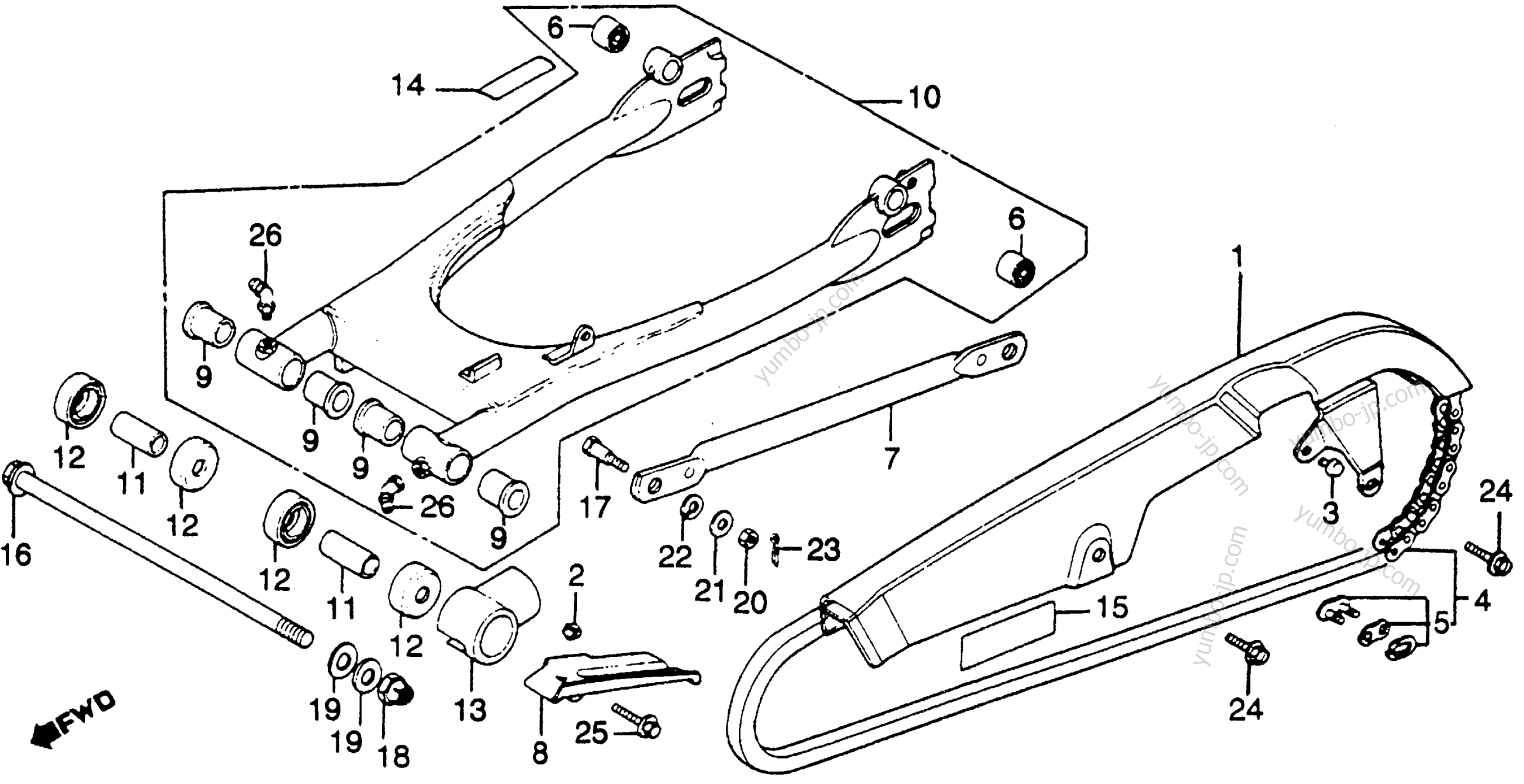 SWINGARM / CHAIN CASE for motorcycles HONDA CM450A A 1982 year
