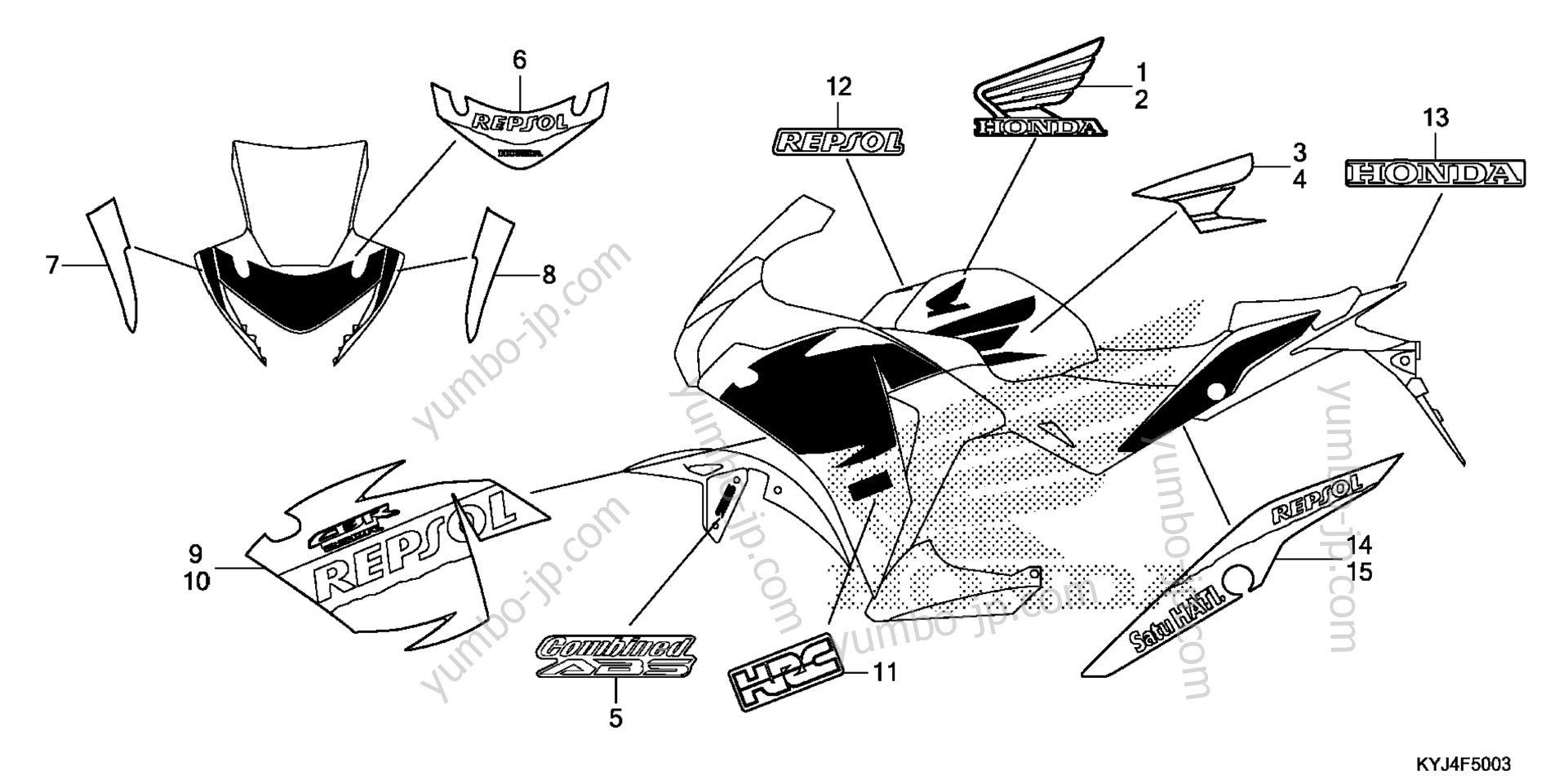 MARK / STRIPE (CBR250R'13/RA'13-4AC,4CM) for motorcycles HONDA CBR250R 4AC 2013 year