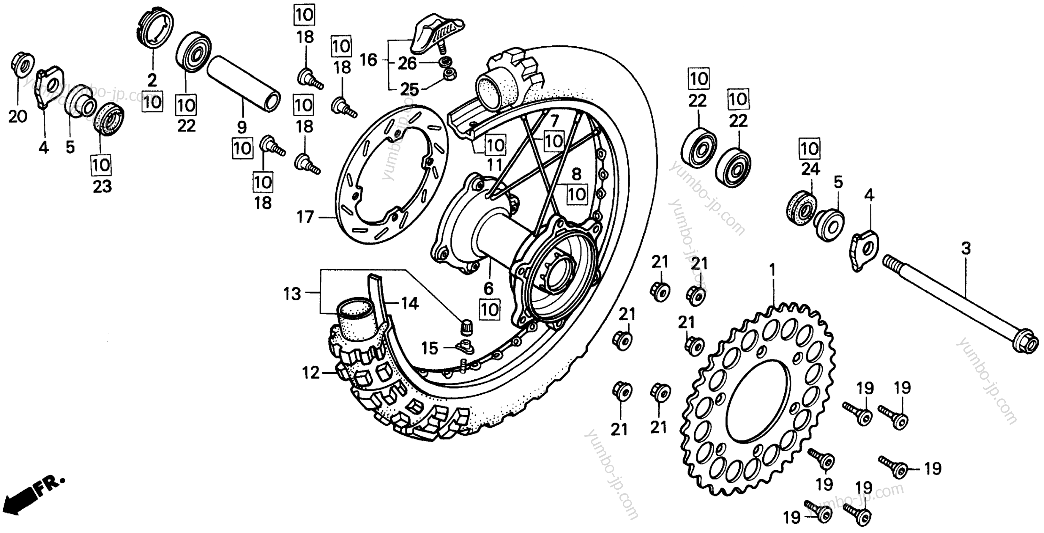 REAR WHEEL для мотоциклов HONDA CR250R A 1991 г.