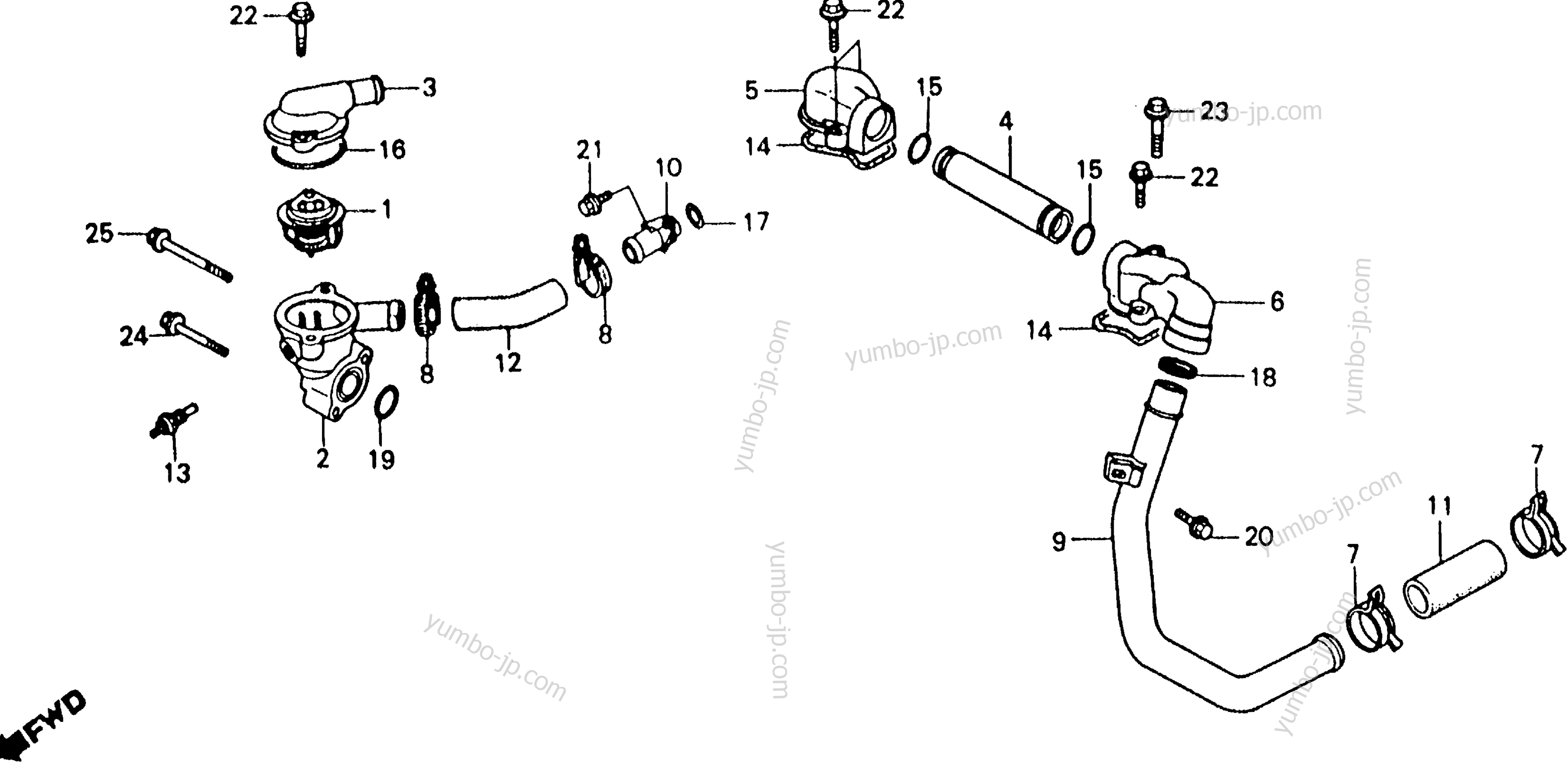 WATER PIPE / THERMOSTAT для мотоциклов HONDA VFR750F A 1986 г.