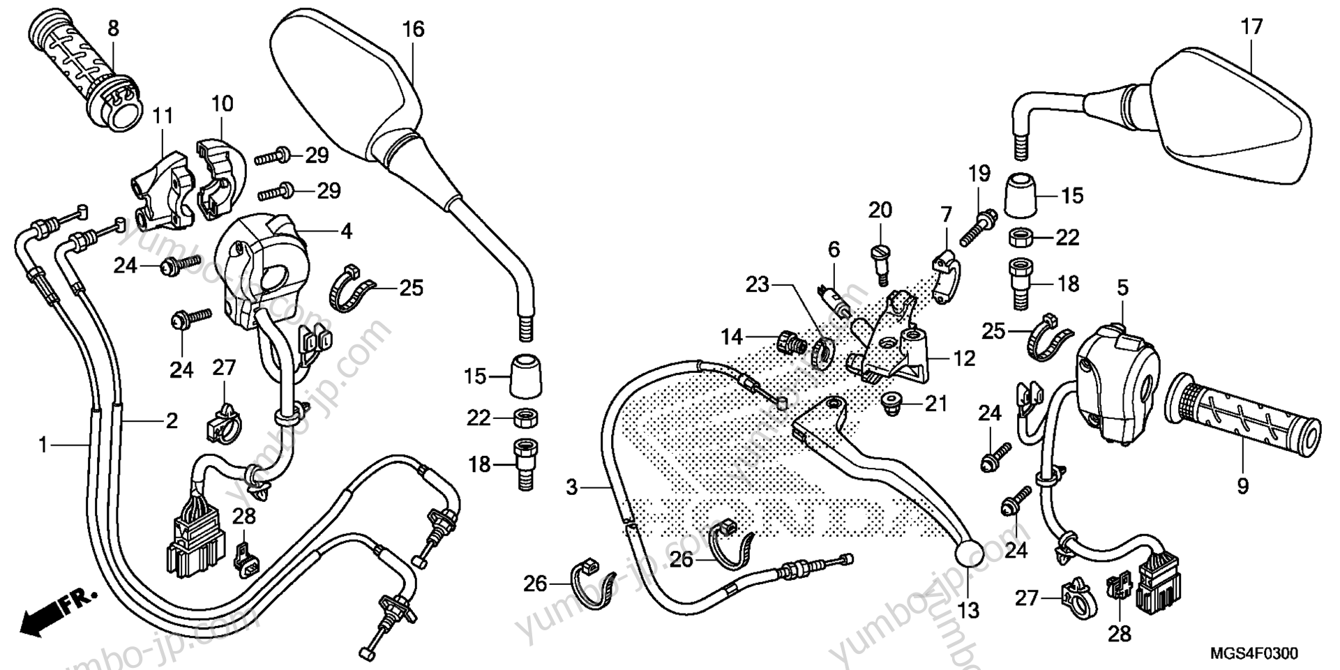 HANDLE LEVER / SWITCH / CABLE (NC700X/XA) for motorcycles HONDA NC700X AC 2013 year