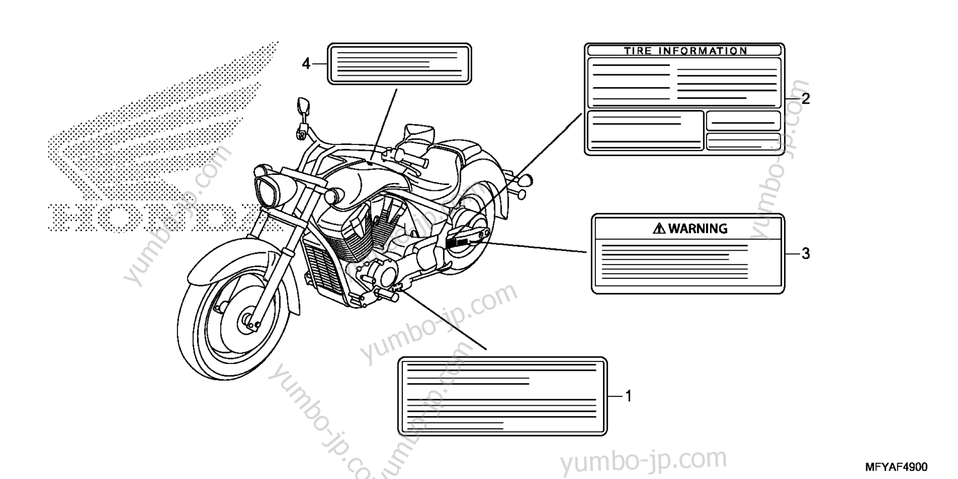 CAUTION LABEL for motorcycles HONDA VT1300CR A 2012 year