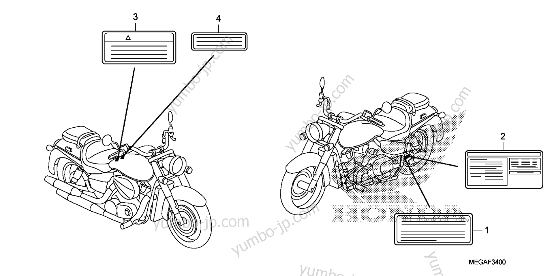 Эмблемы, наклейки для мотоциклов HONDA VT750CA A 2008 г.