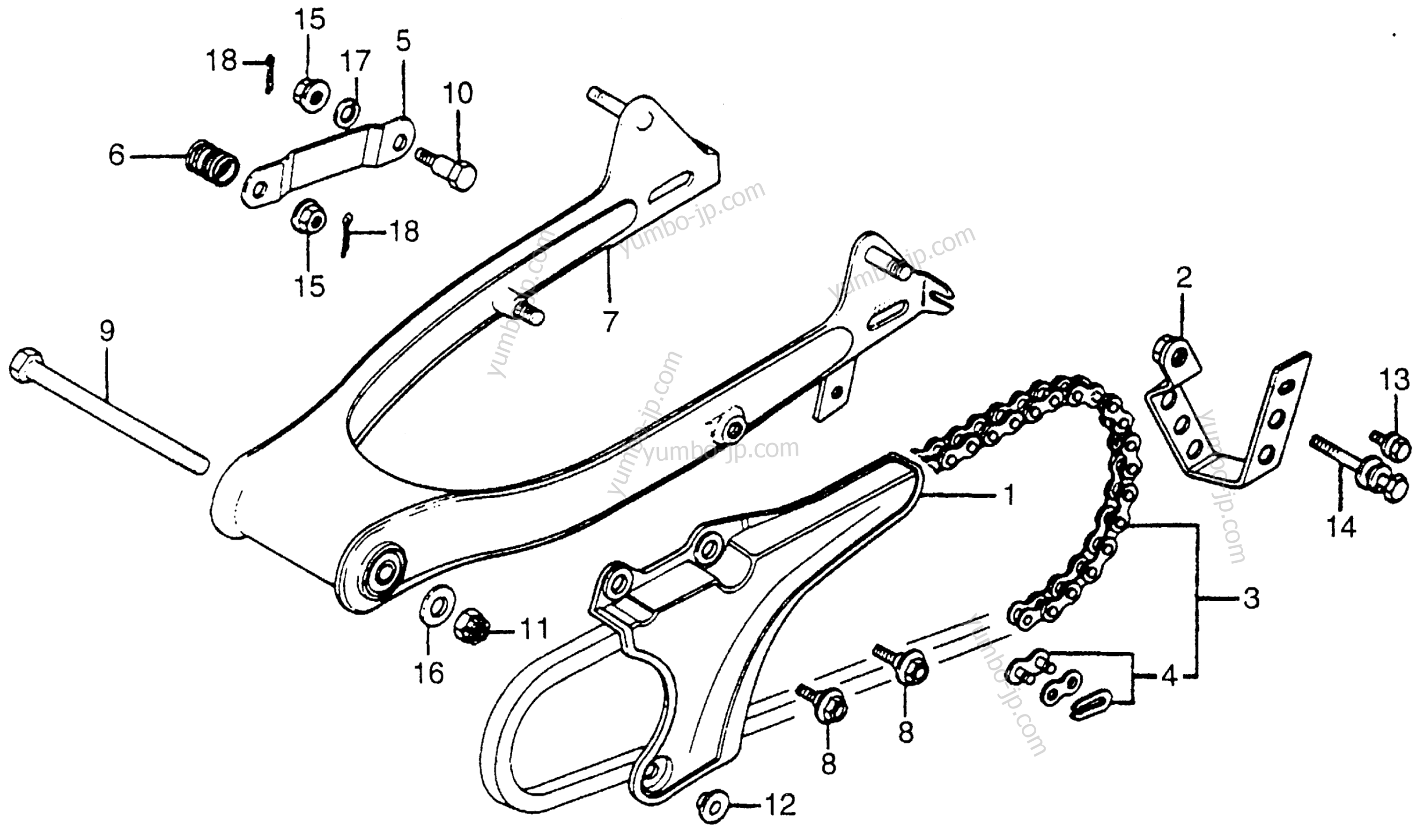 SWINGARM / CHAIN CASE for motorcycles HONDA CT70 A 1982 year