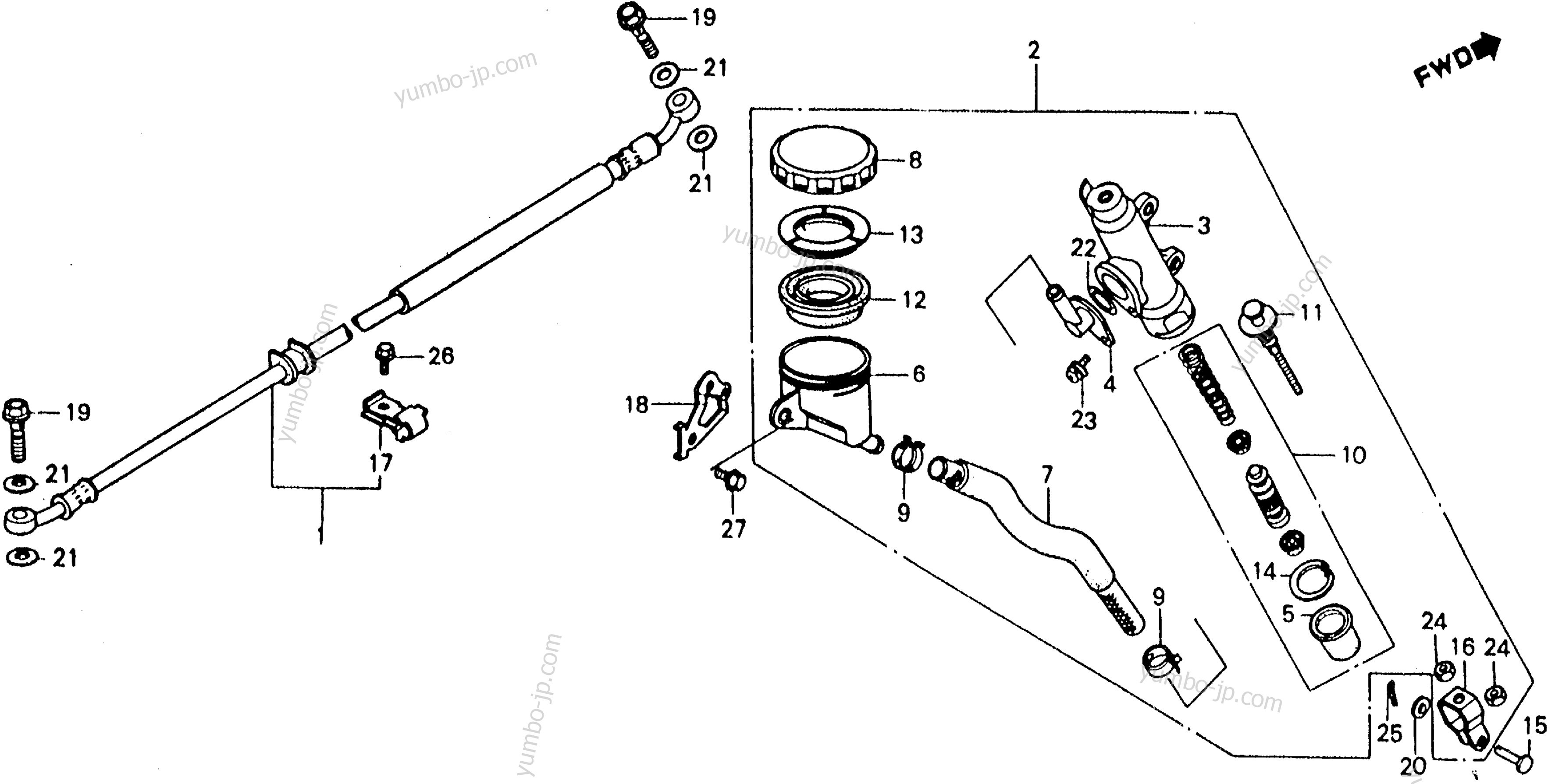 RR. BRAKE MASTER CYL. для мотоциклов HONDA VFR750F A 1986 г.