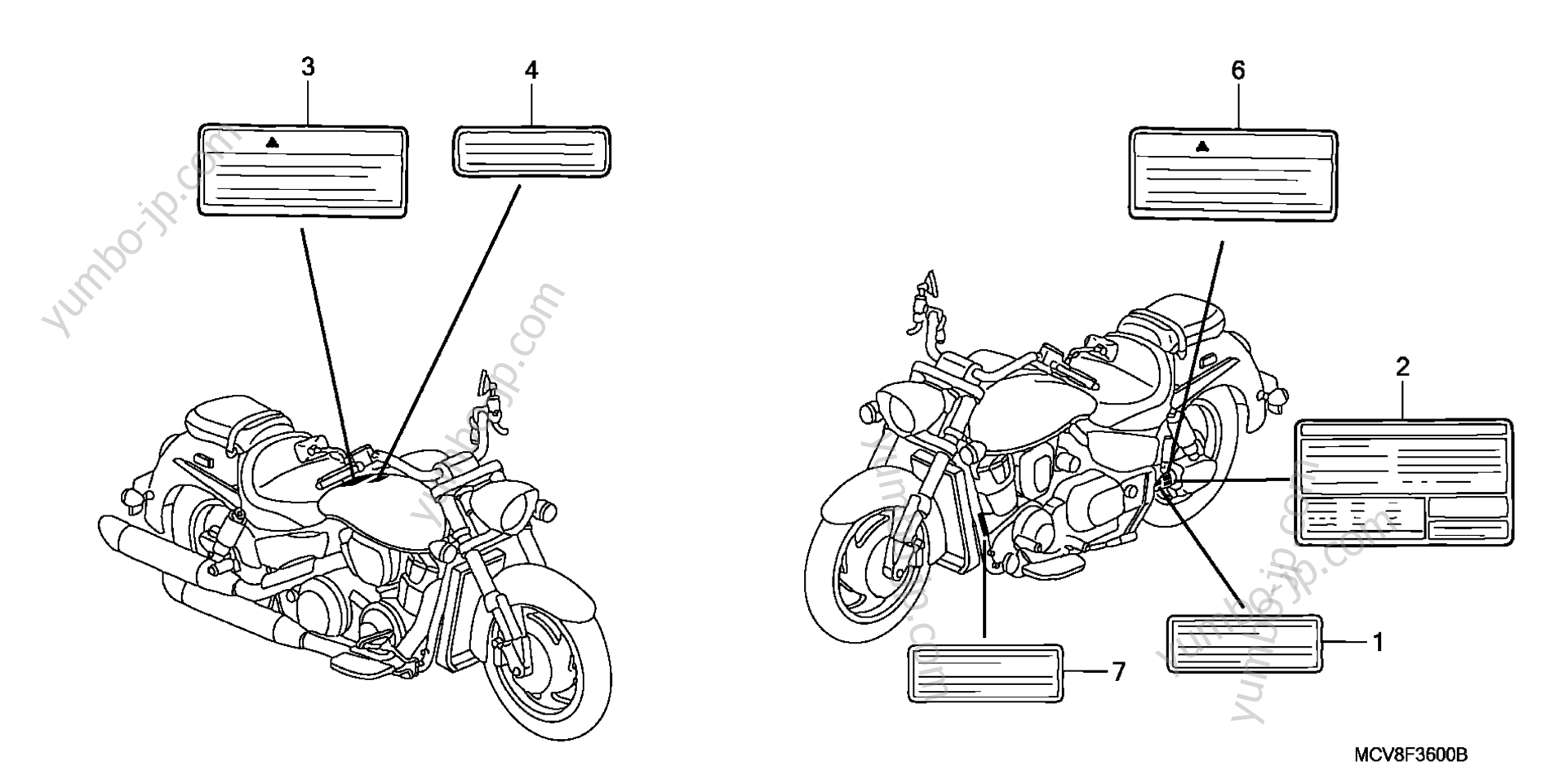 Эмблемы, наклейки для мотоциклов HONDA VTX1800N1 1A 2008 г.