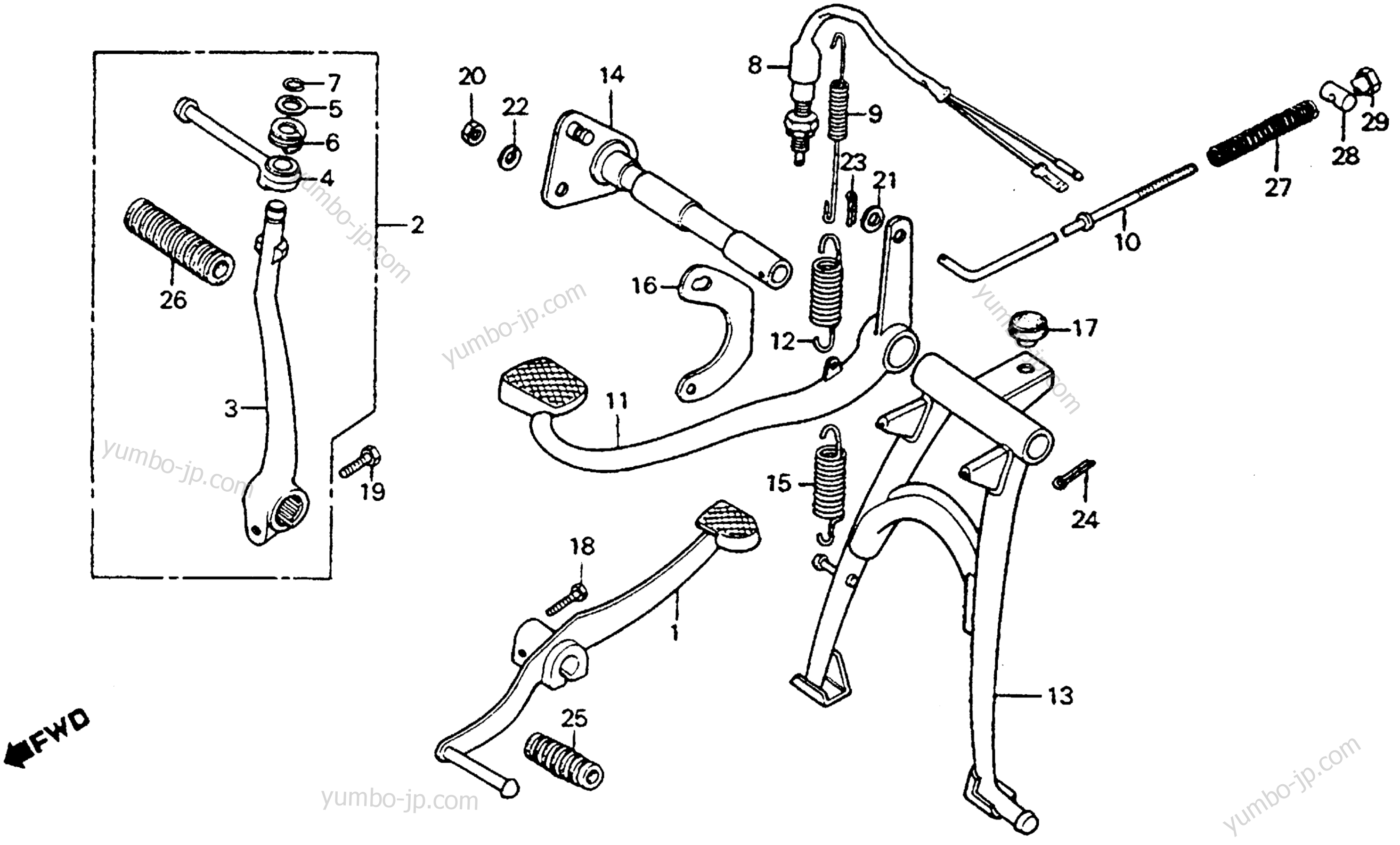MAIN STAND / BRAKE PEDAL for motorcycles HONDA CT90 A 1977 year