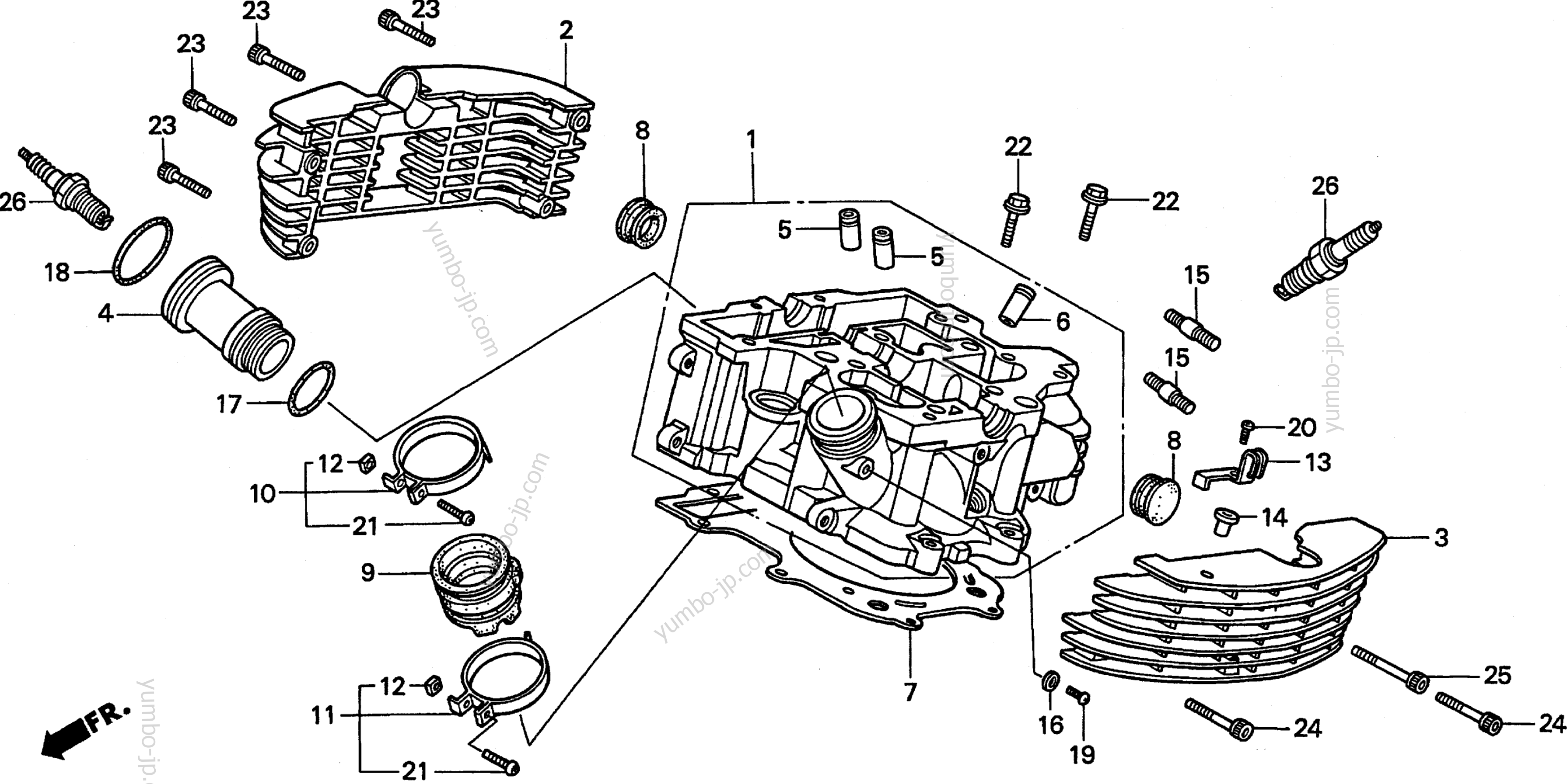 CYLINDER HEAD (RR.) for motorcycles HONDA VT1100C2-2 2A 1998 year