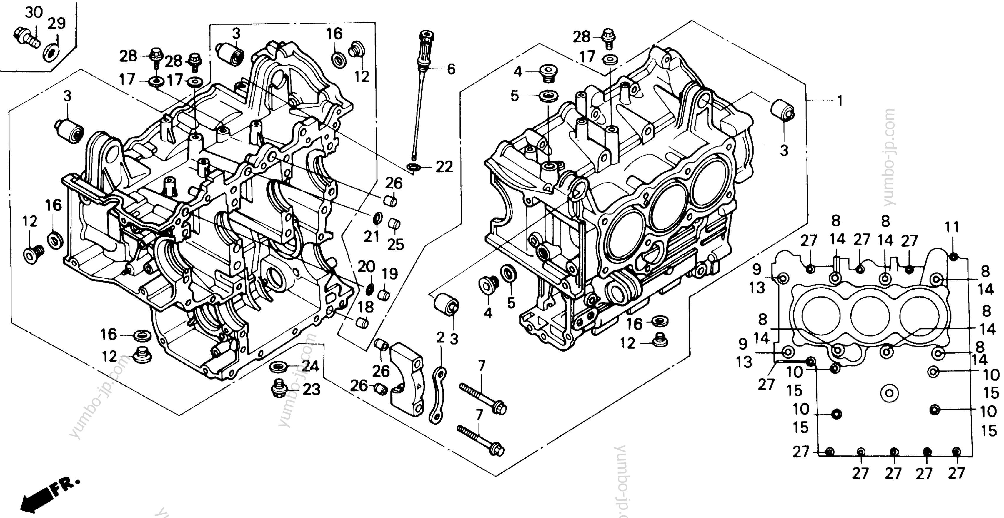 CYLINDER BLOCK for motorcycles HONDA GL1500 A 1989 year