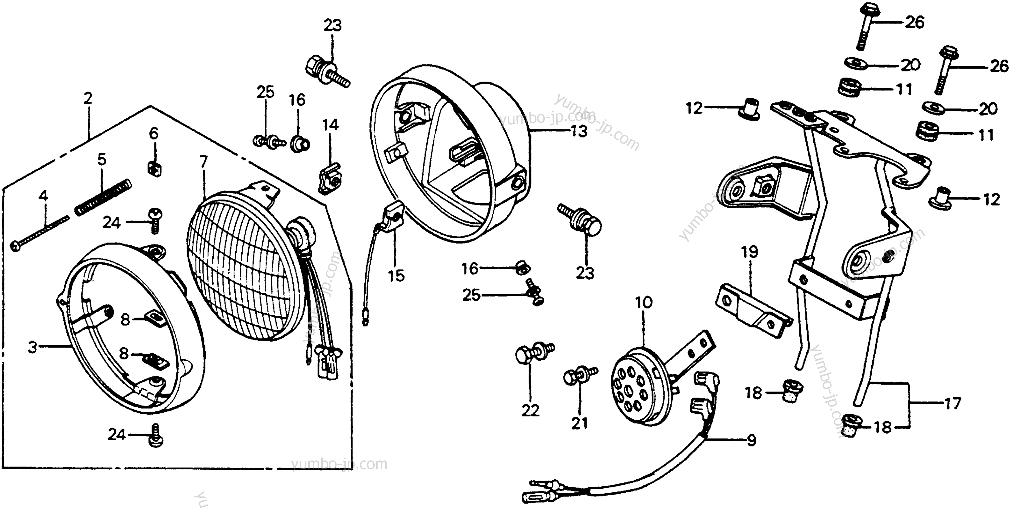 HEADLIGHT / HORN для мотоциклов HONDA CB125S A 1979 г.