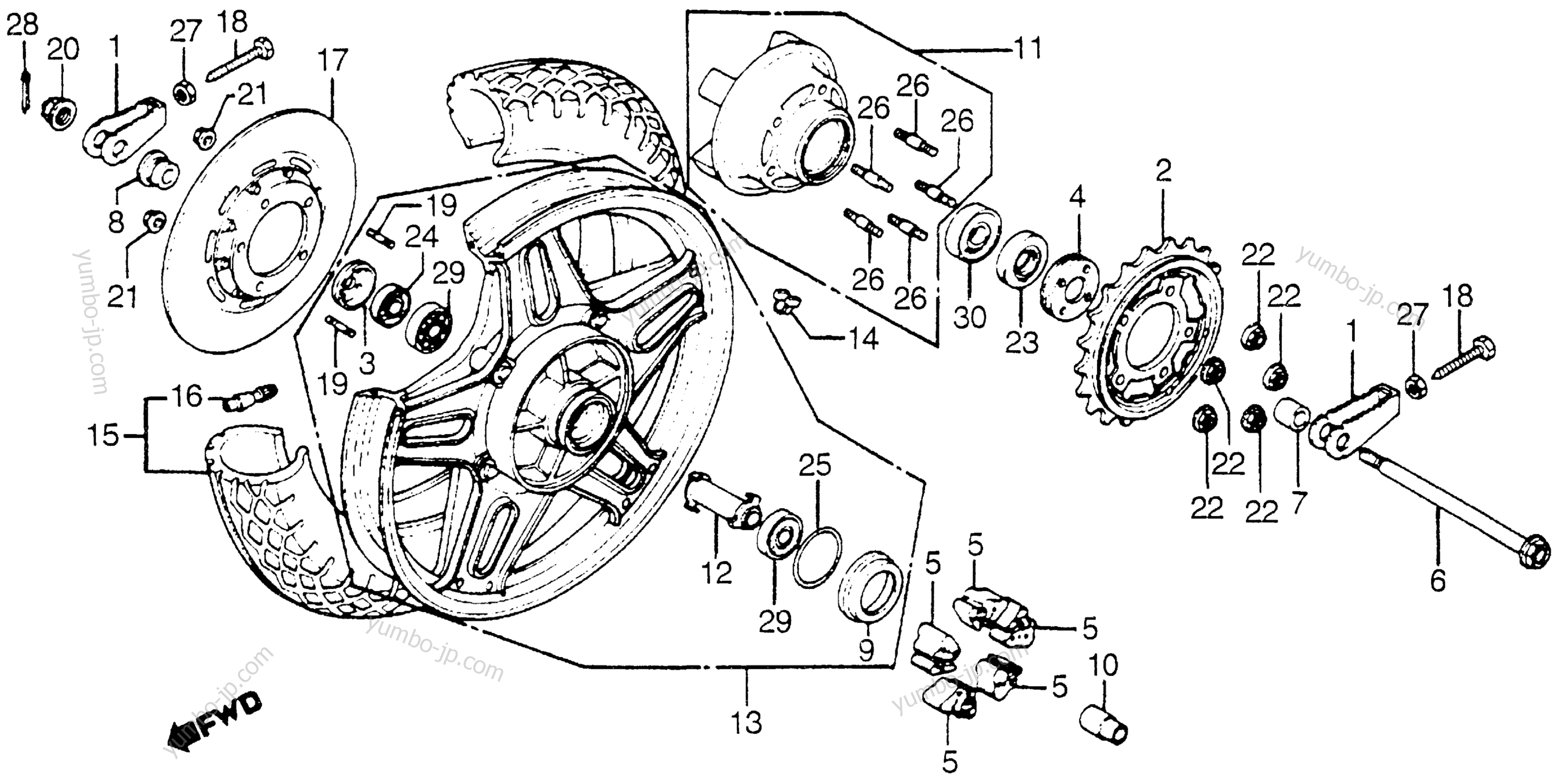 REAR WHEEL for motorcycles HONDA CB900F A 1981 year