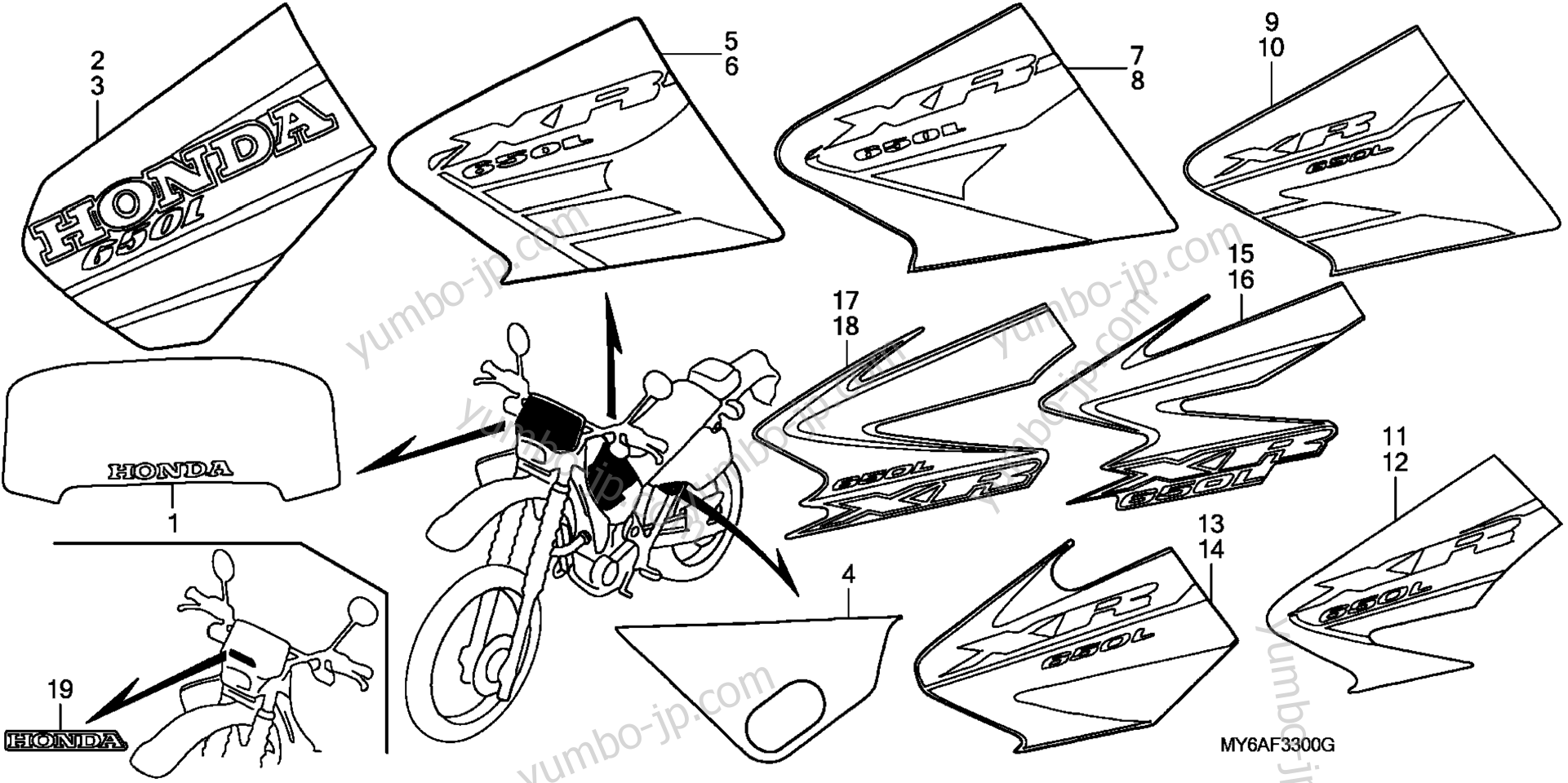 Эмблемы, наклейки для мотоциклов HONDA XR650L A 2002 г.