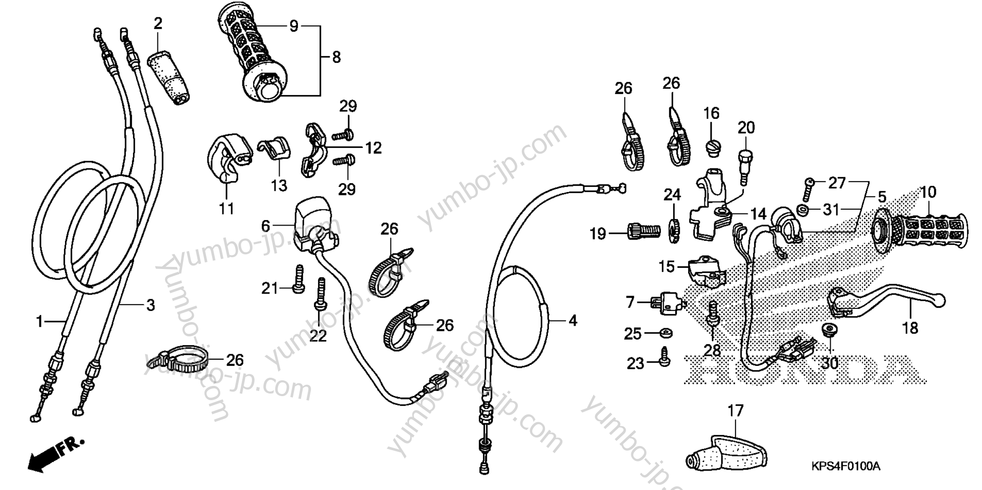 HANDLE LEVER / SWITCH / CABLE for motorcycles HONDA CRF230F A 2003 year