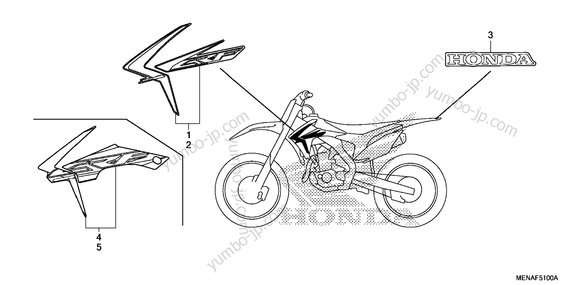 MARK / STRIPE для мотоциклов HONDA CRF450R AC 2013 г.