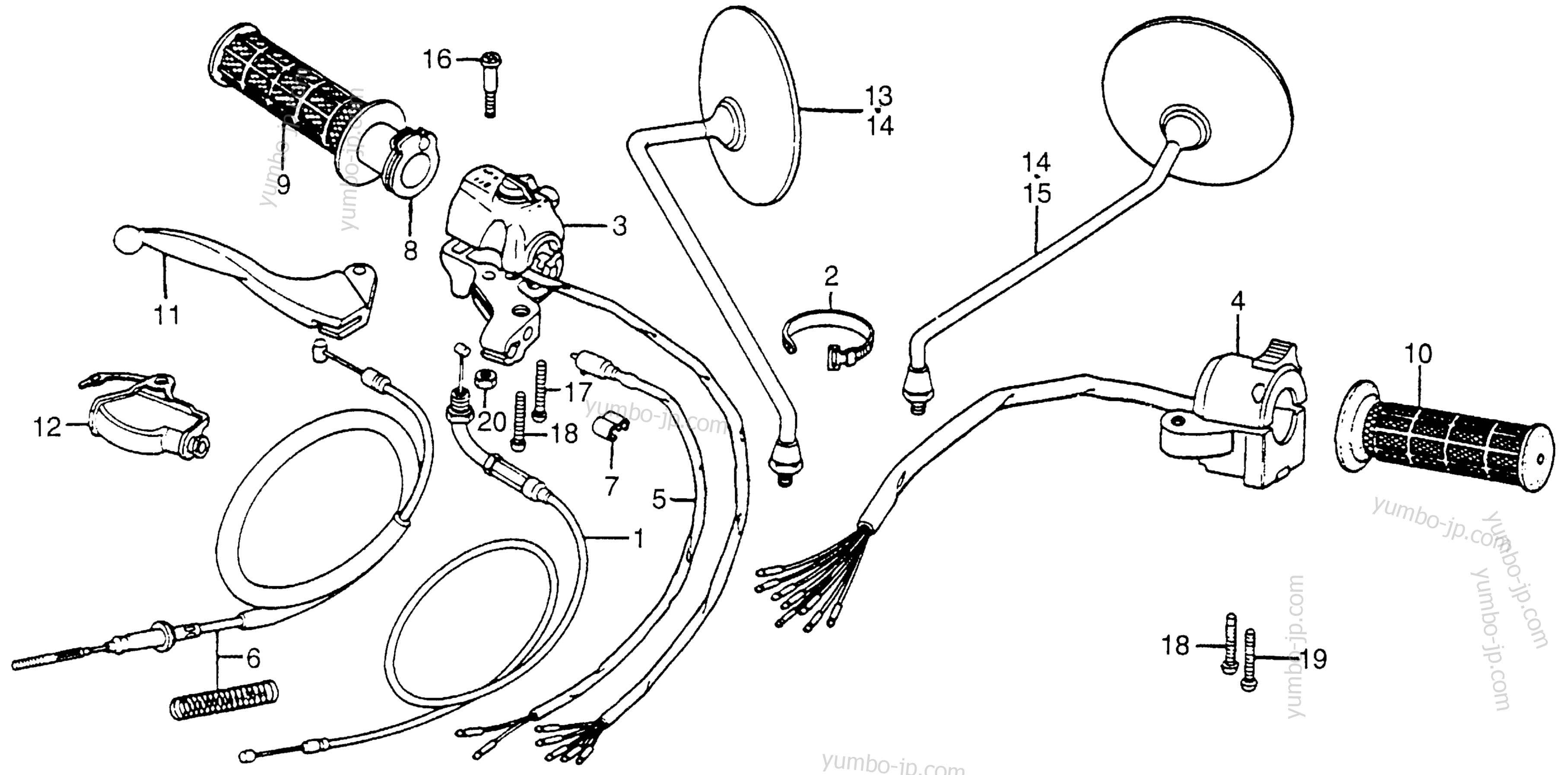 CONTROL LEVERS / SWITCHES / CABLES for motorcycles HONDA CT70 A 1980 year