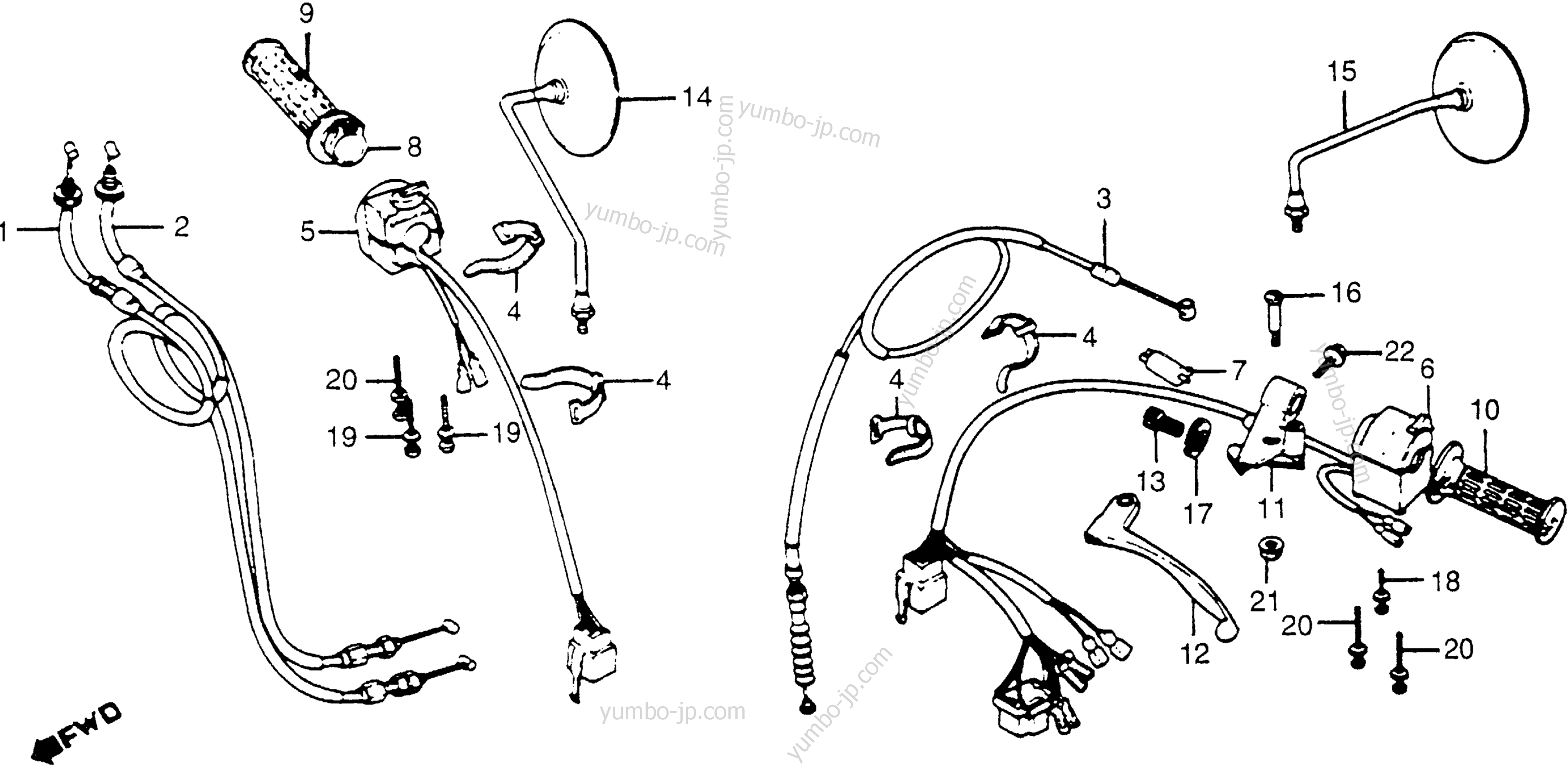 HANDLE LEVER / SWITCH / CABLE for motorcycles HONDA CB650 A 1979 year