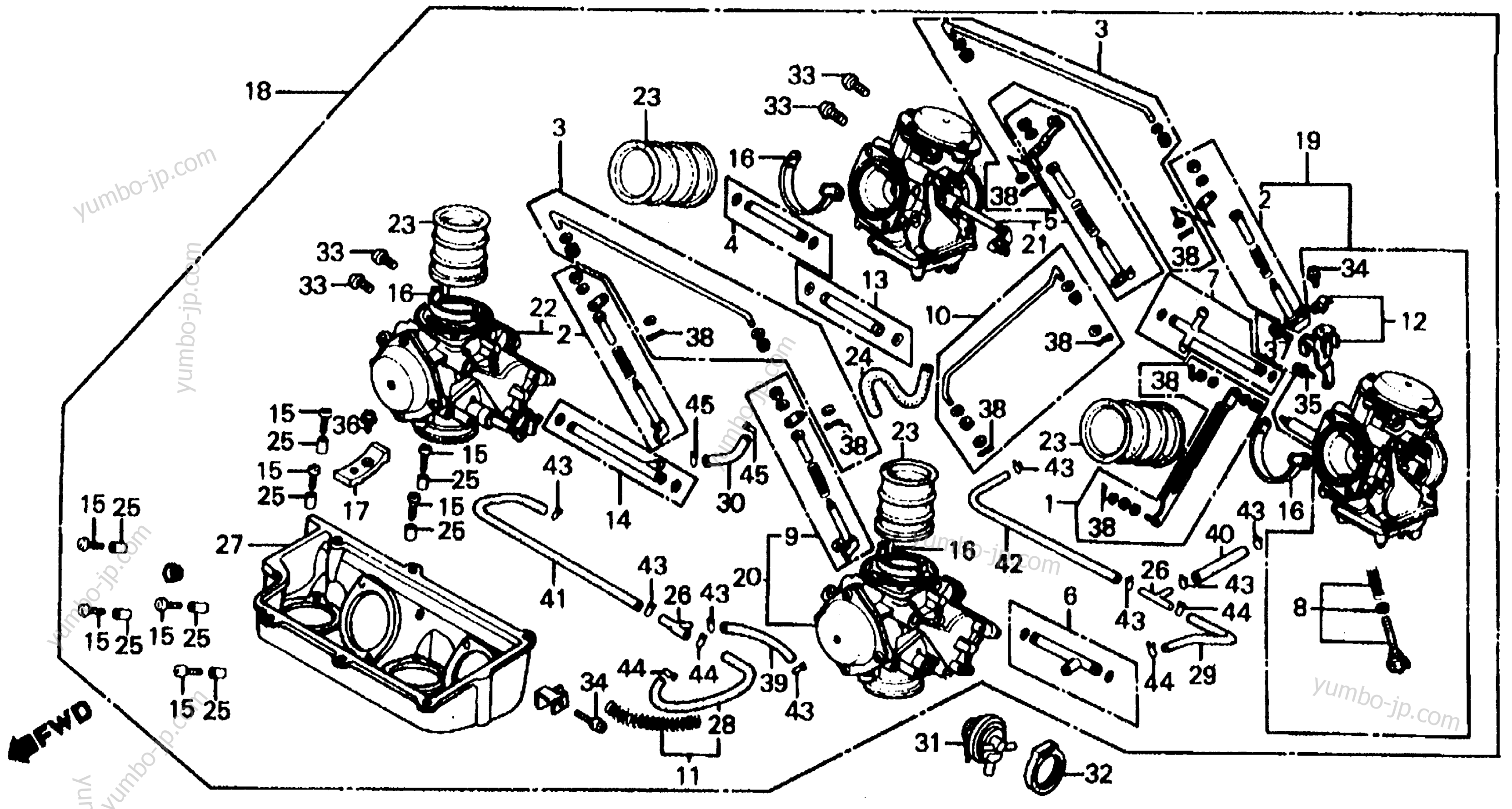 CARBURETOR ASSY. (LINK) для мотоциклов HONDA VF700C A 1984 г.