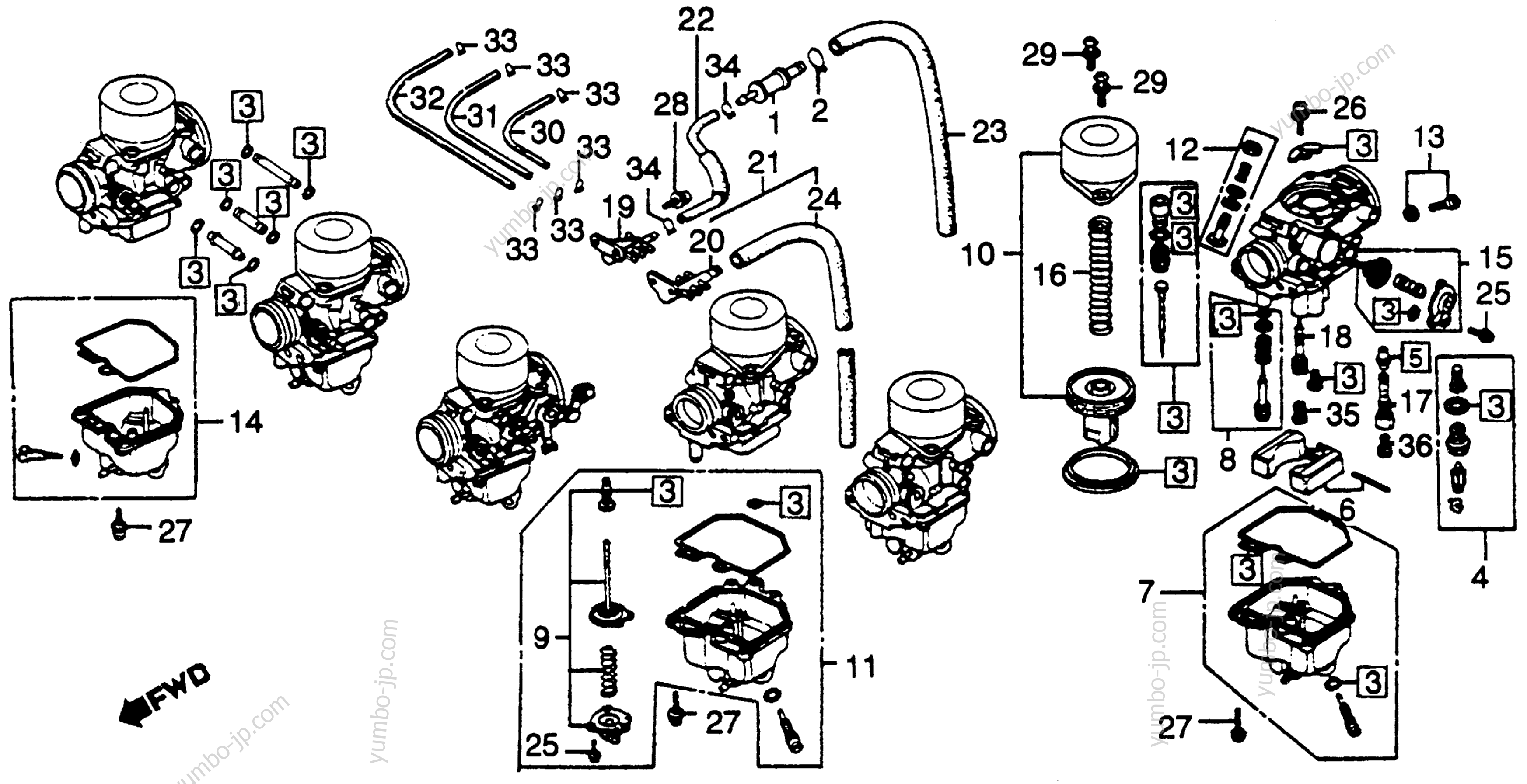 CARBURETOR COMP. PARTS for motorcycles HONDA CBX A 1979 year