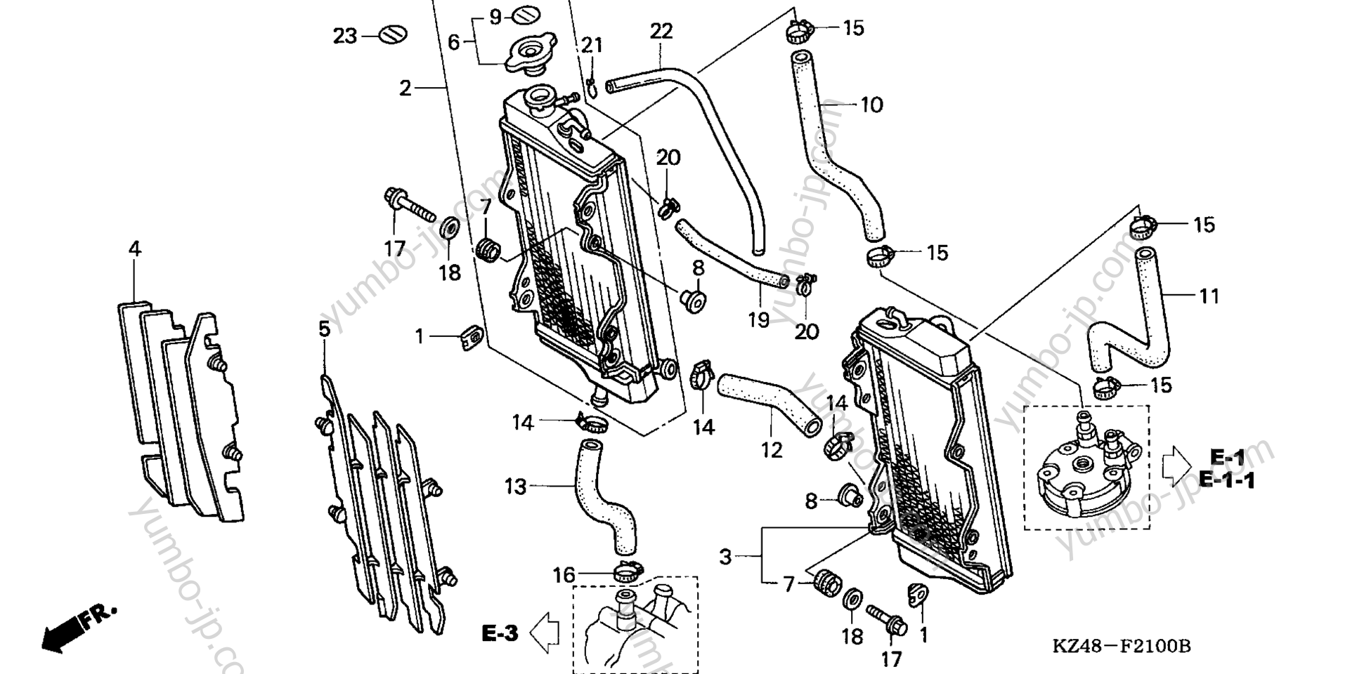 RADIATOR ('02-'04) for motorcycles HONDA CR125R A 2003 year