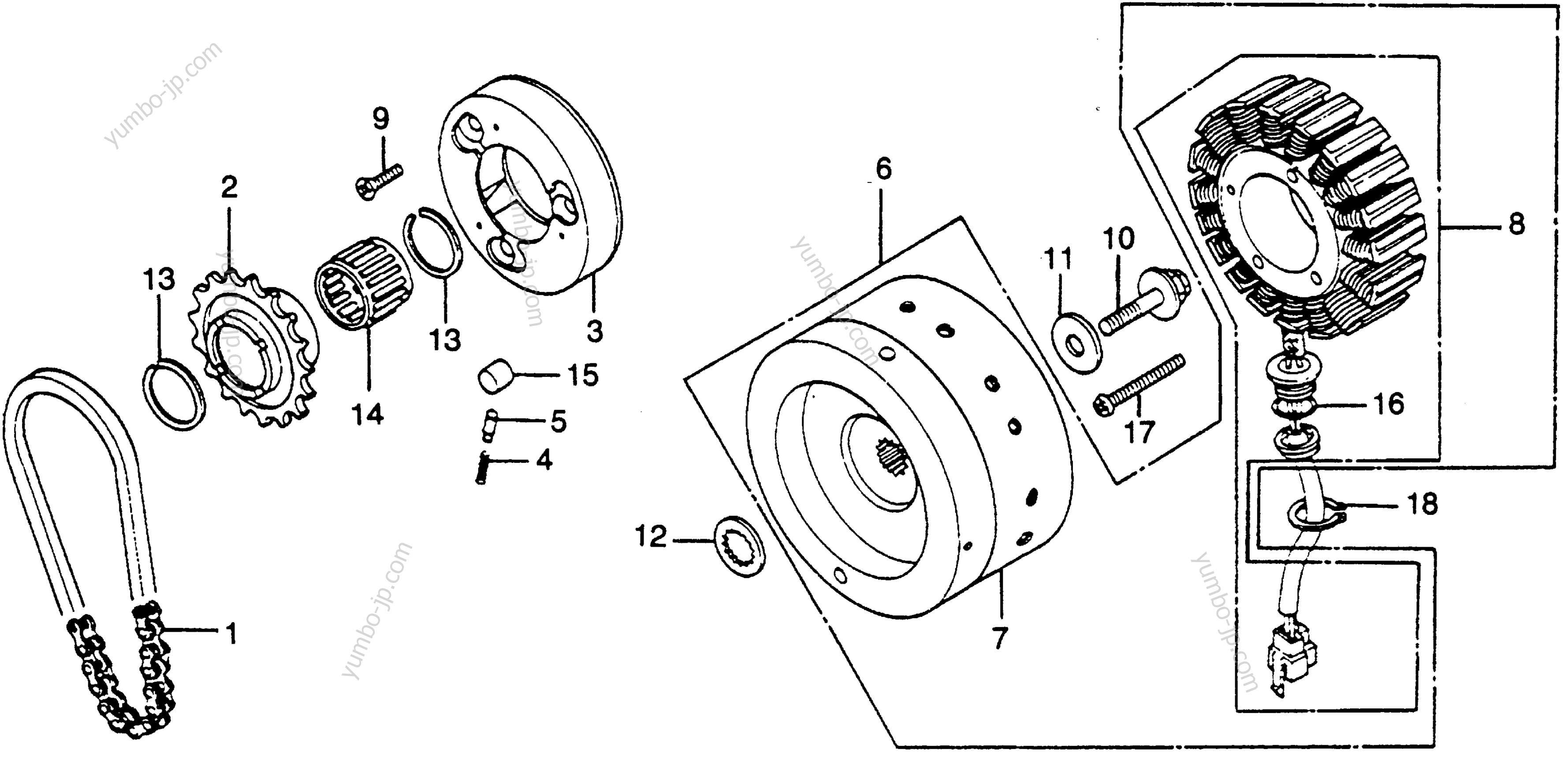 ALTERNATOR for motorcycles HONDA GL1000 A 1978 year