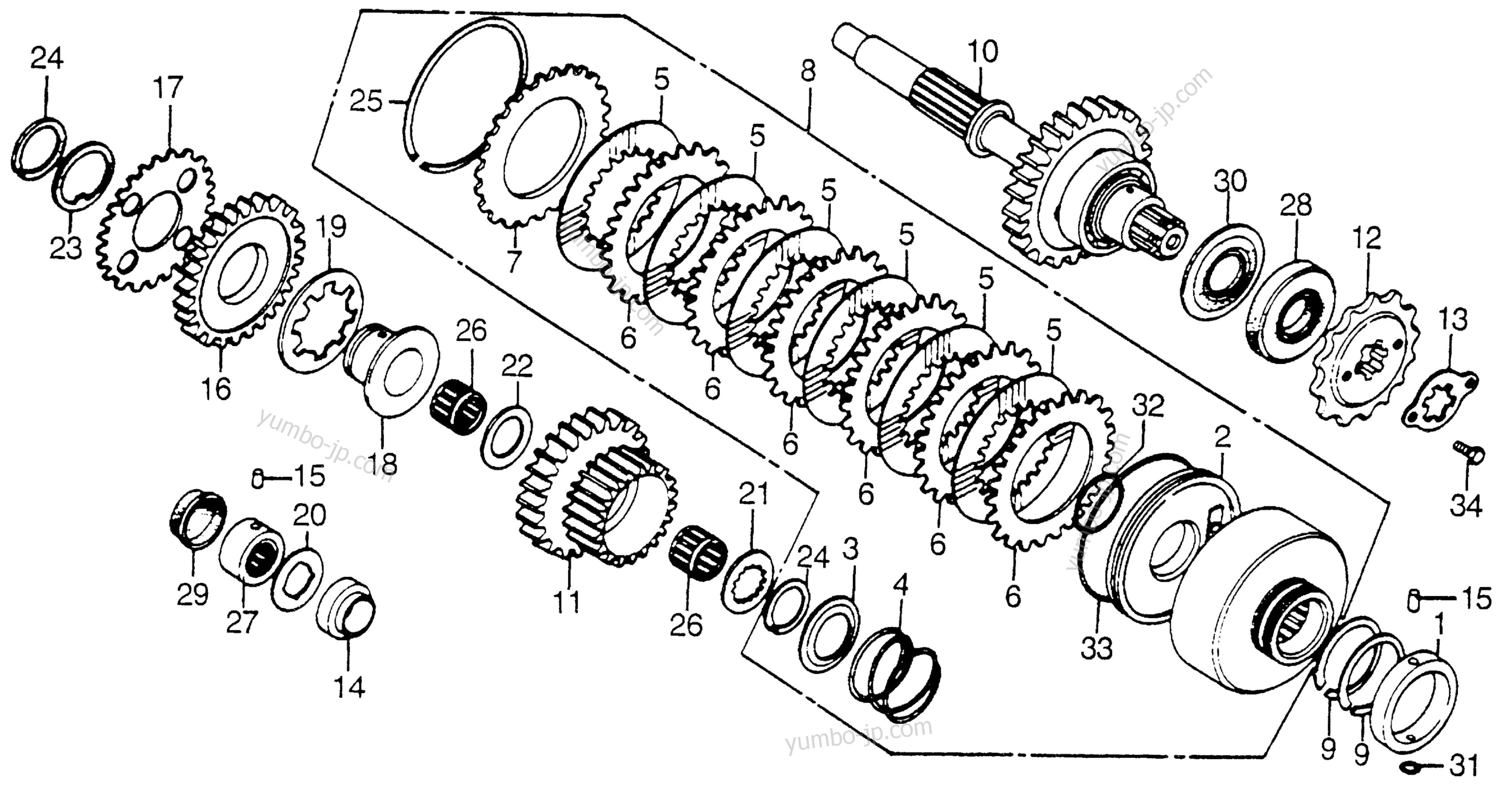 TOP CLUTCH / COUNTERSHAFT для мотоциклов HONDA CB750A A 1978 г.