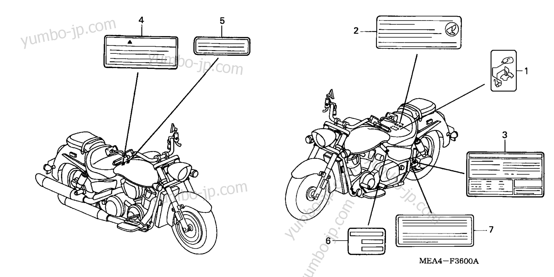 CAUTION LABELS / MARKS для мотоциклов HONDA VTX1300R A 2007 г.