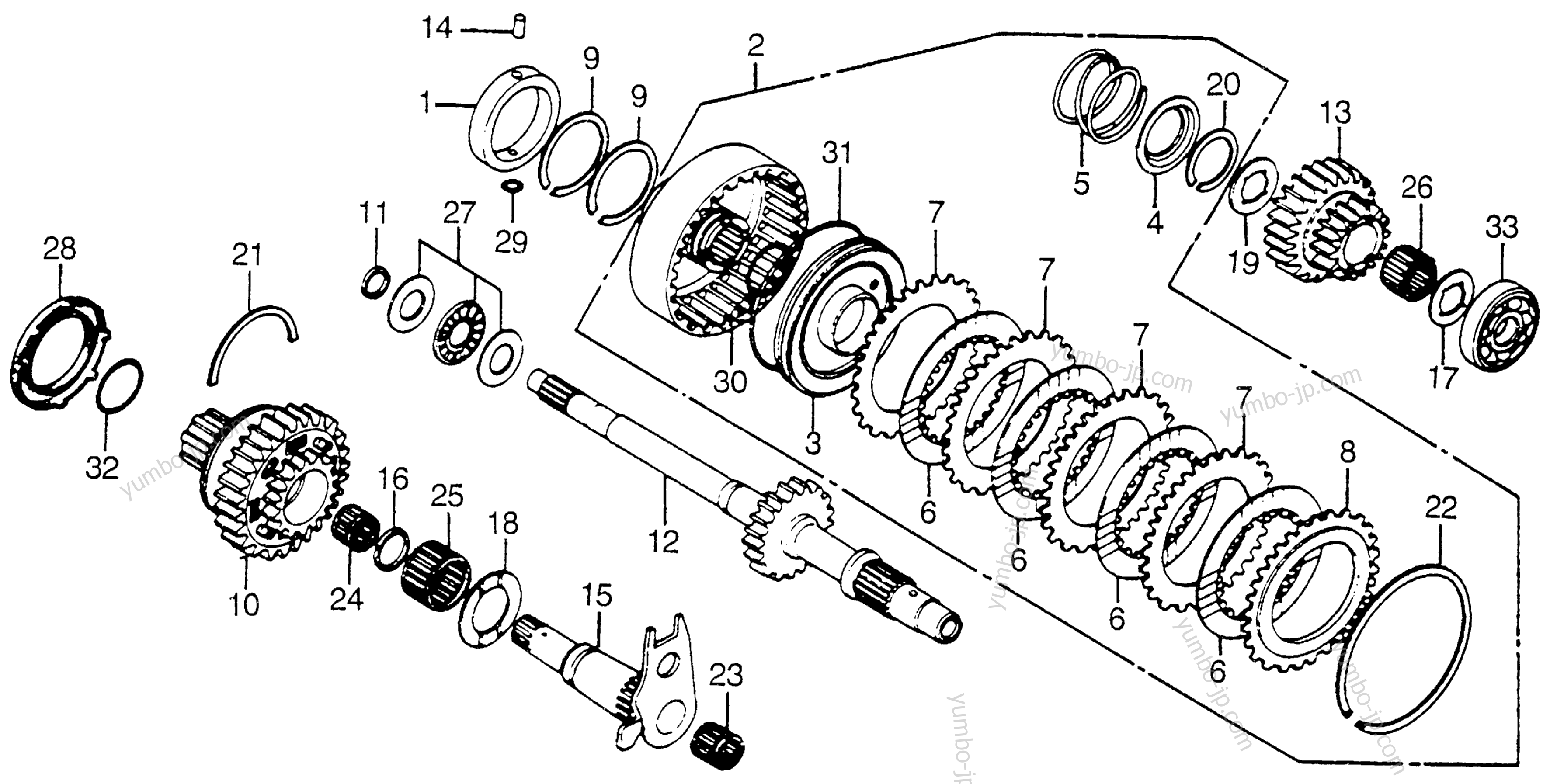 LOW CLUTCH / MAINSHAFT for motorcycles HONDA CB750A A 1977 year