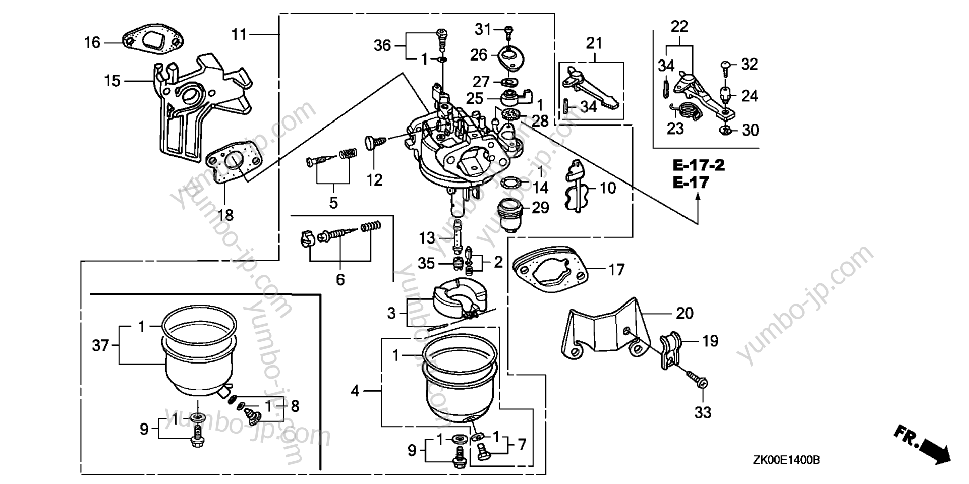 CARBURETOR (1) for multi purpose engines HONDA GX200 QAB2/A 