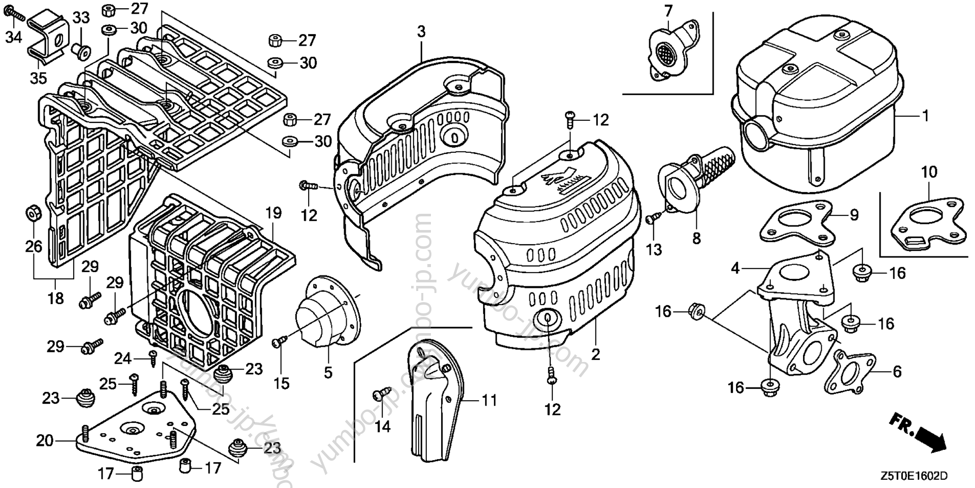 MUFFLER (3) for multi purpose engines HONDA GX390UT2 SNC 