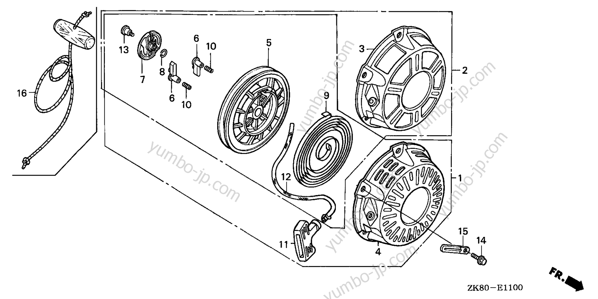 Ручной стартер / (1) для двигателей HONDA GX160K1 VW12/A 