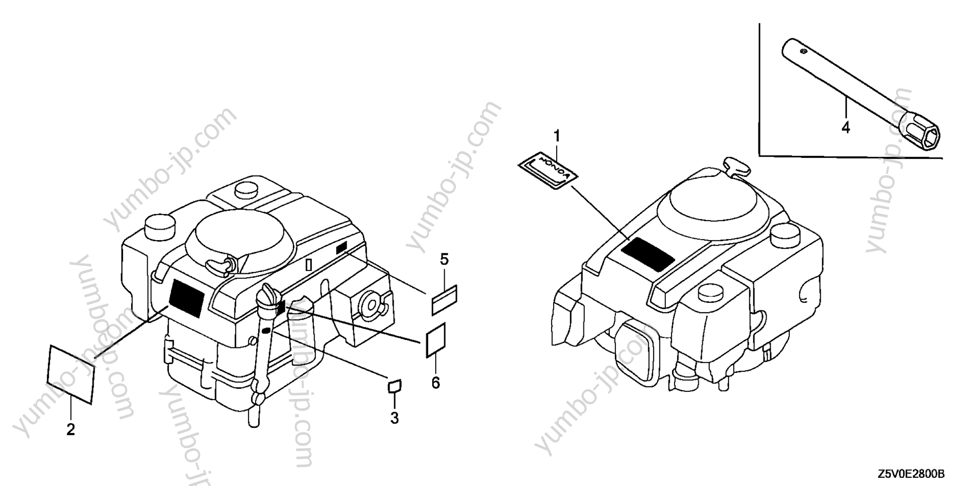 Эмблемы, наклейки для двигателей HONDA GXV390UT1 DN4 