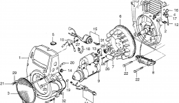 FAN COVER / FLYWHEEL / STARTER MOTOR for двигателя HONDA GS65K2 BD