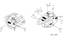 Эмблемы, наклейки для двигателя HONDA GXV340K1 DA23