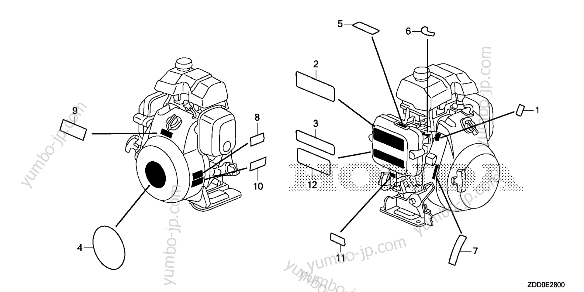 LABEL for multi purpose engines HONDA GX100UT QXB4 