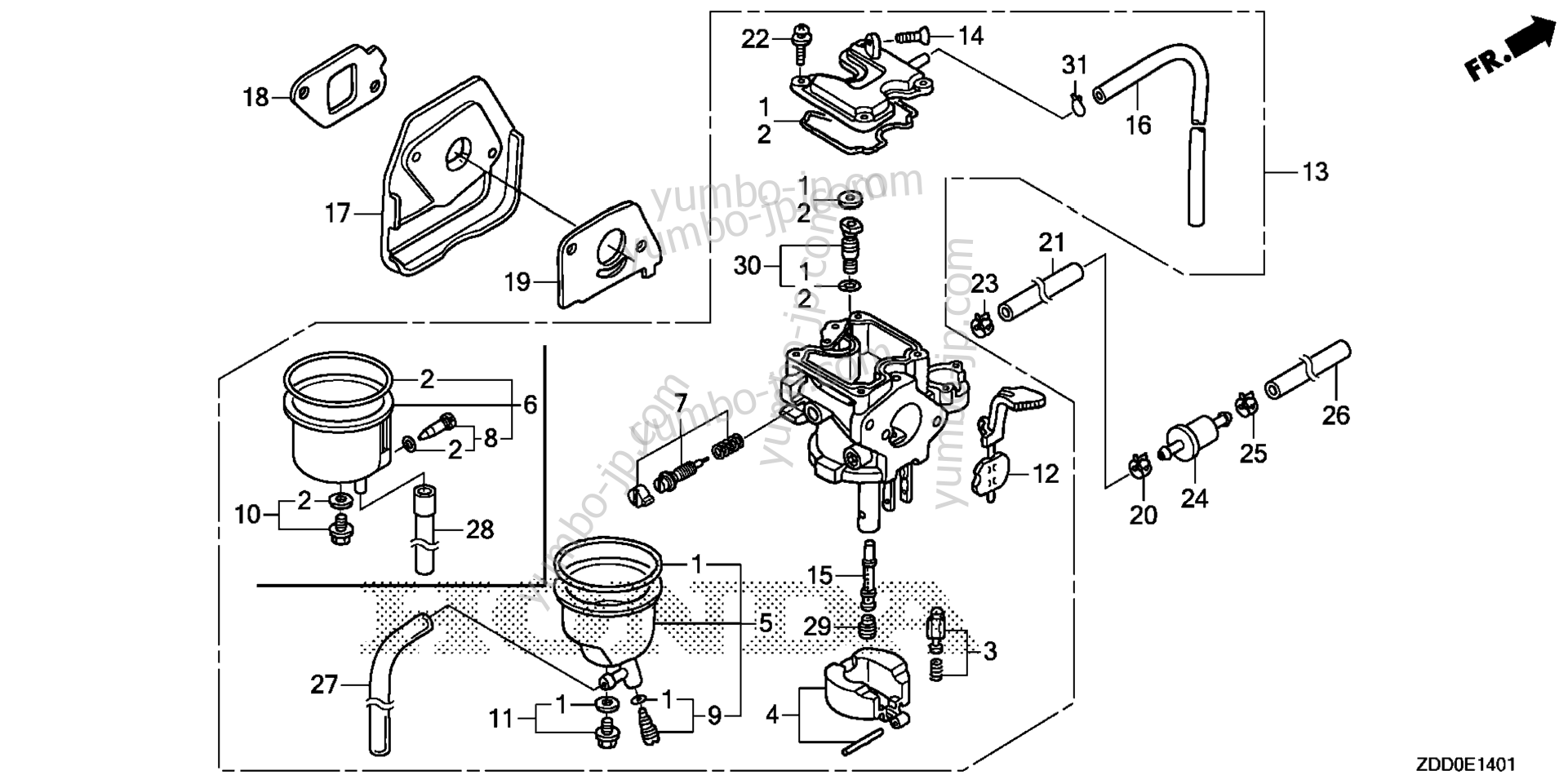 CARBURETOR (RAMMER FLOAT) for multi purpose engines HONDA GX100T KRWC 