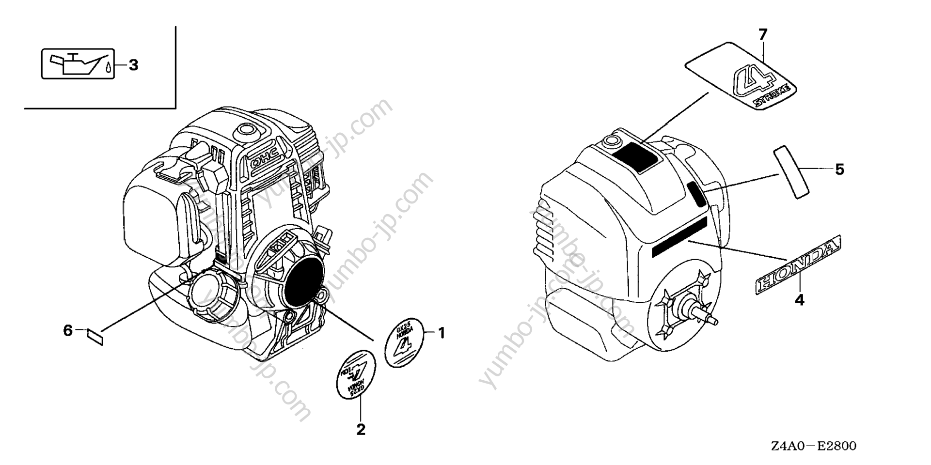 Эмблемы, наклейки для двигателей HONDA GX25N W3 