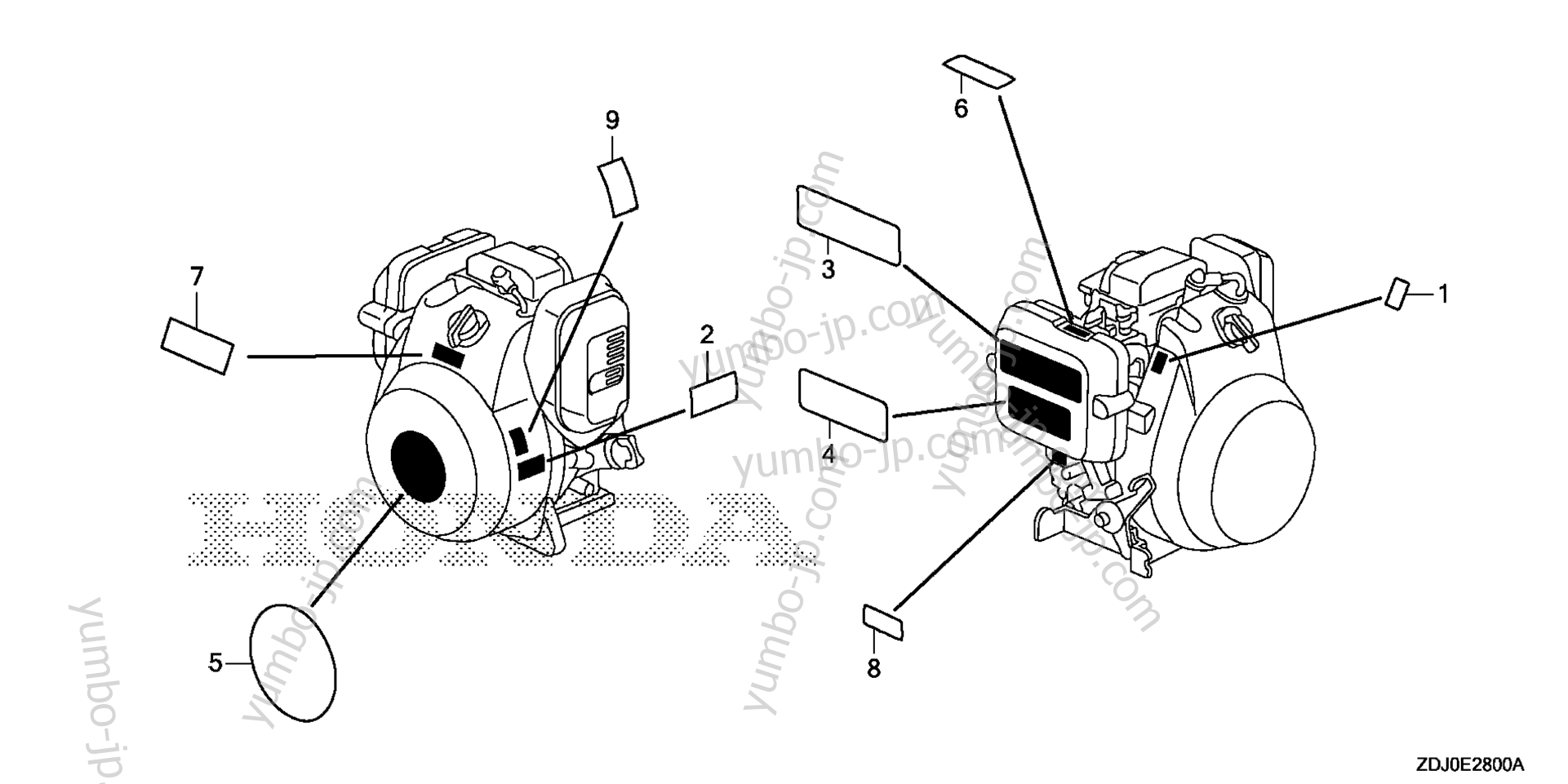 Эмблемы, наклейки для двигателей HONDA GXR120RT KRDF 