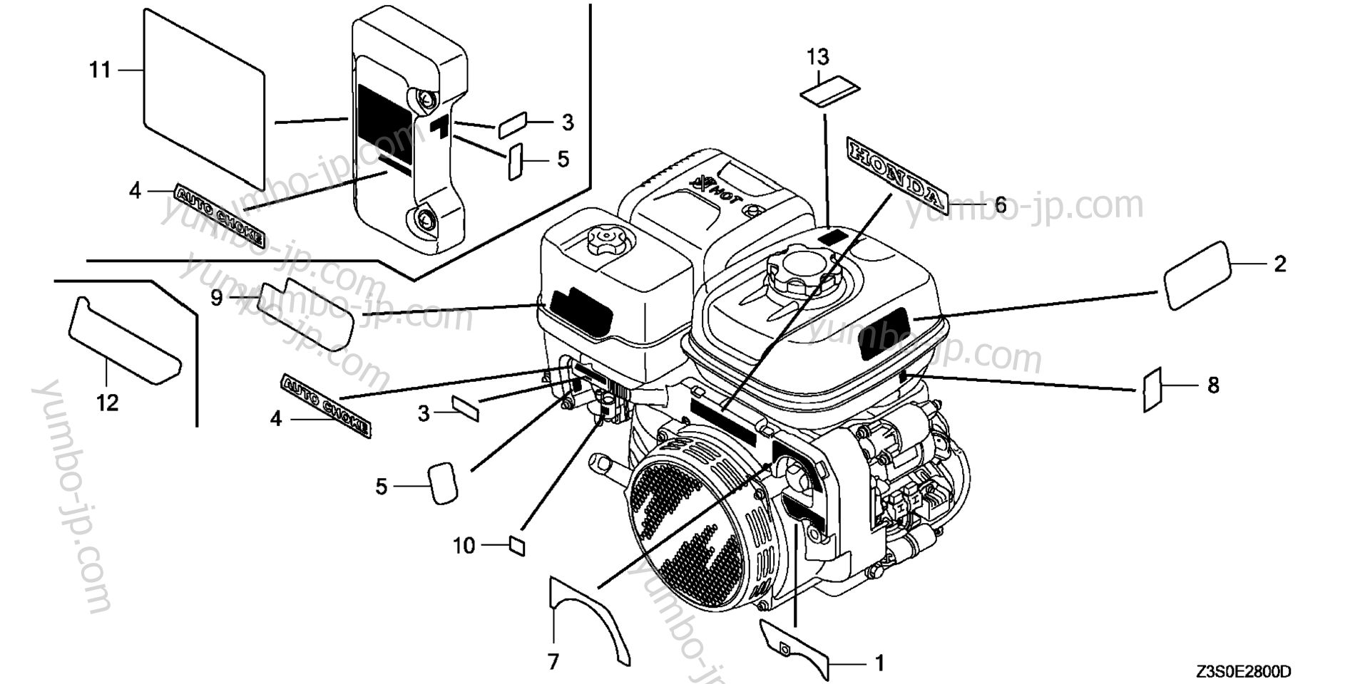 Эмблемы, наклейки для двигателей HONDA GX440IU QPDB 