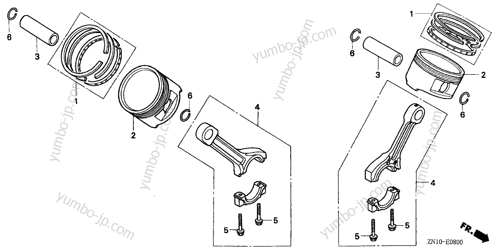 PISTON / CONNECTING ROD for multi purpose engines HONDA GX670 BAF 