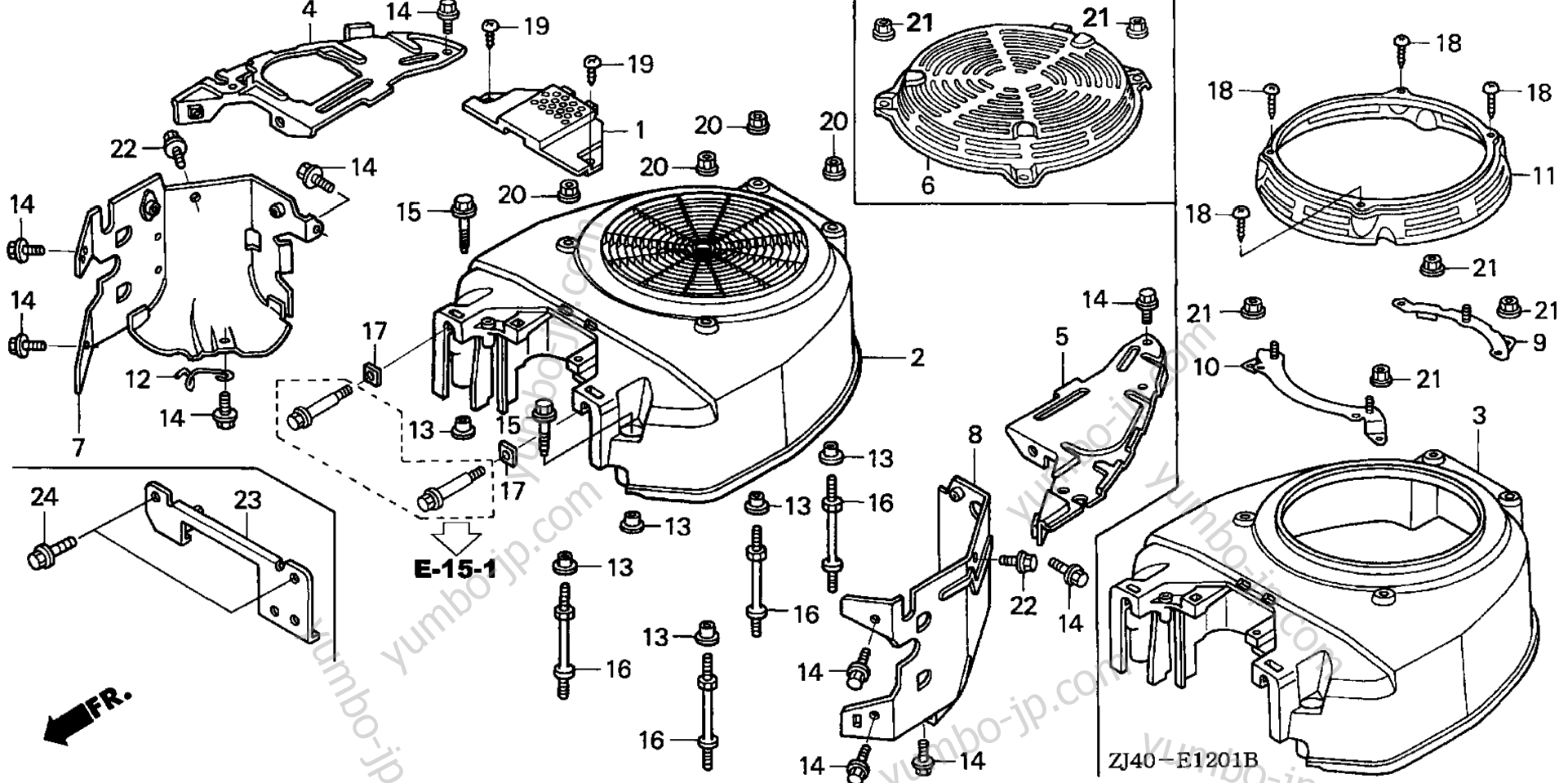 FAN COVER (2) for multi purpose engines HONDA GXV620K1 QYF/A 
