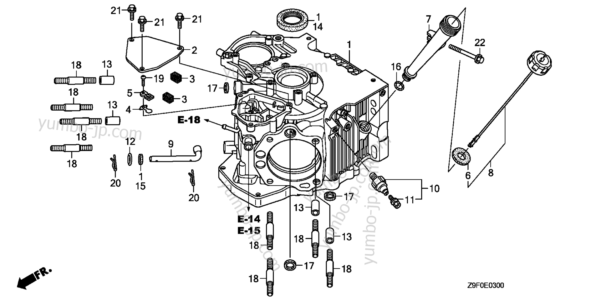 CRANKCASE for multi purpose engines HONDA GXV660R TAF 