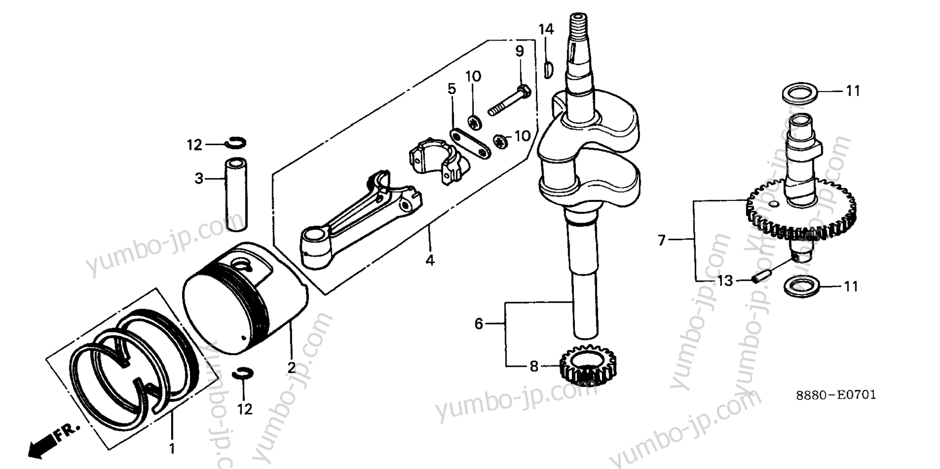 CRANKSHAFT / CAMSHAFT / PISTON (2) for multi purpose engines HONDA GV150K1 A1D 