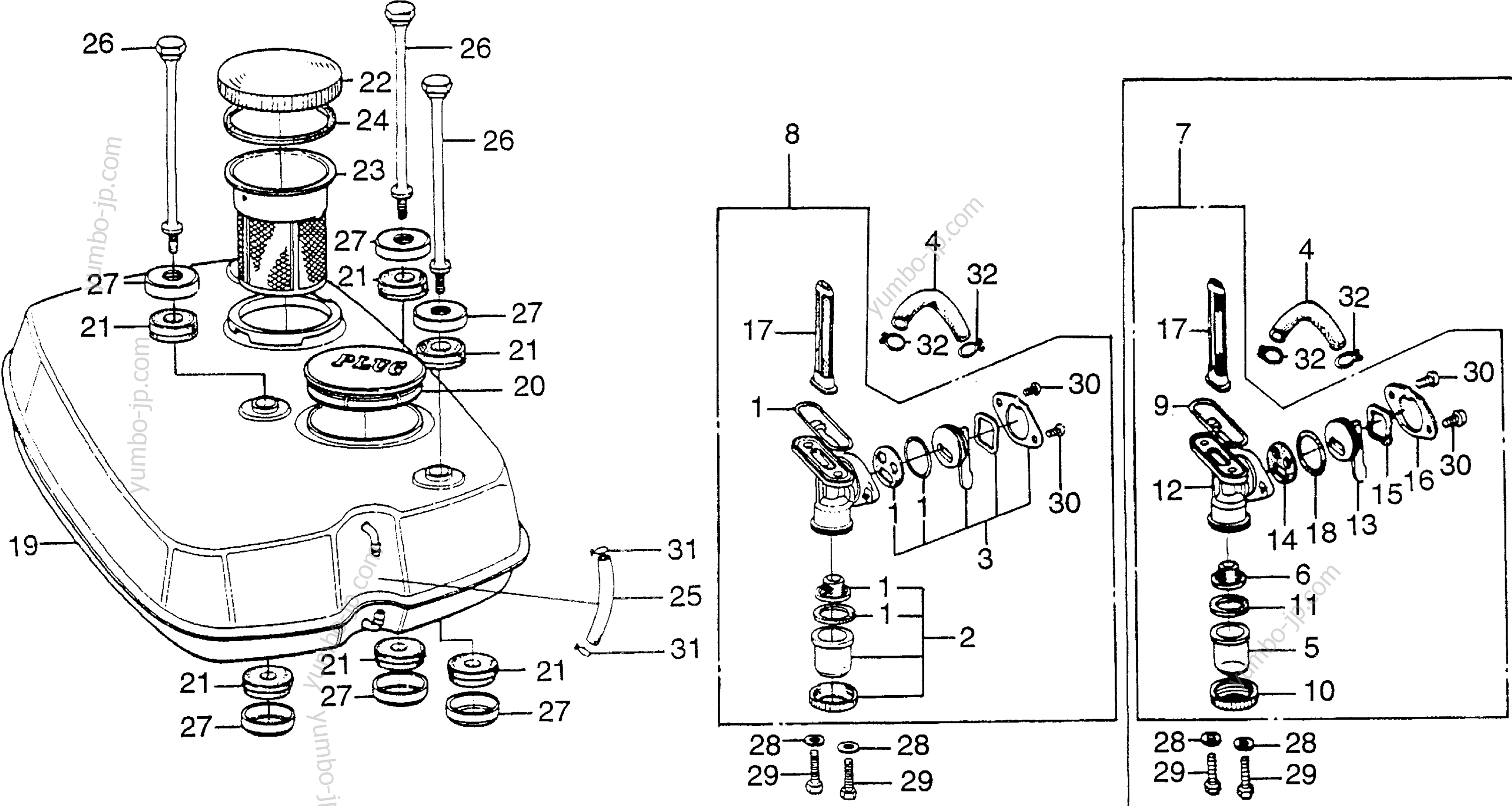 LOWER CRANKCASE / FUEL VALVE для двигателей HONDA GS65 BD 