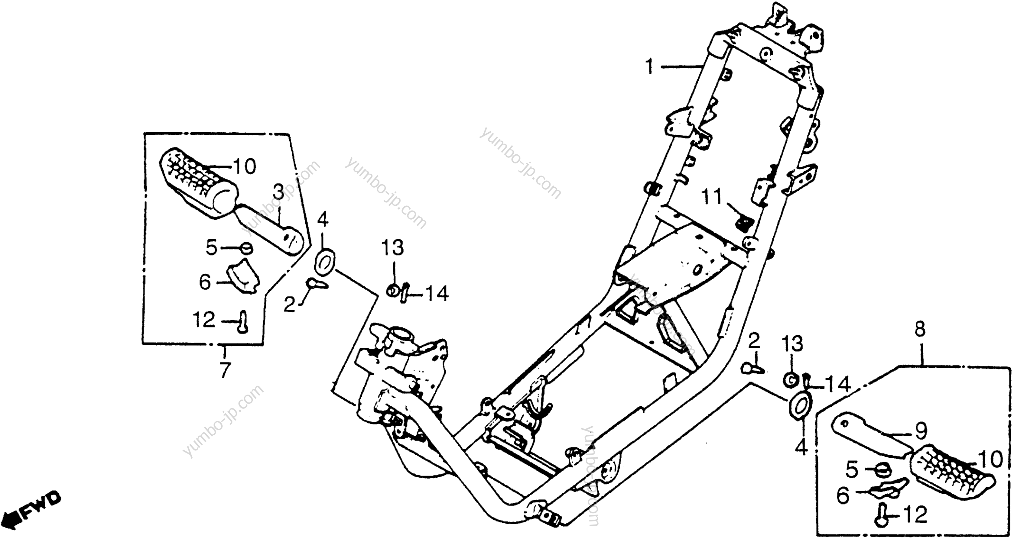 FRAME / FOOTPEG for scooters HONDA TG50M A 1985 year