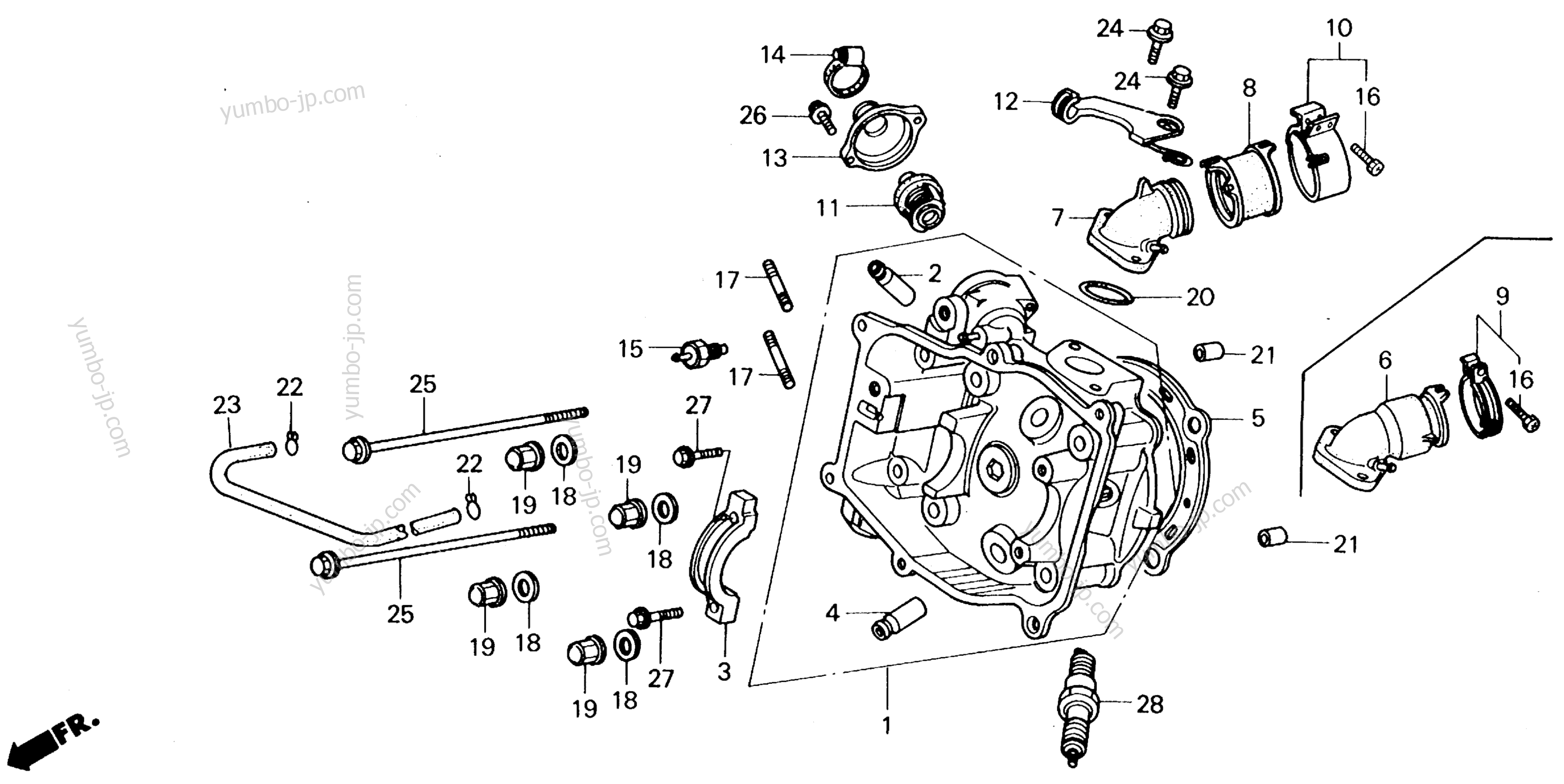 CYLINDER HEAD for scooters HONDA CH250 AC 1989 year