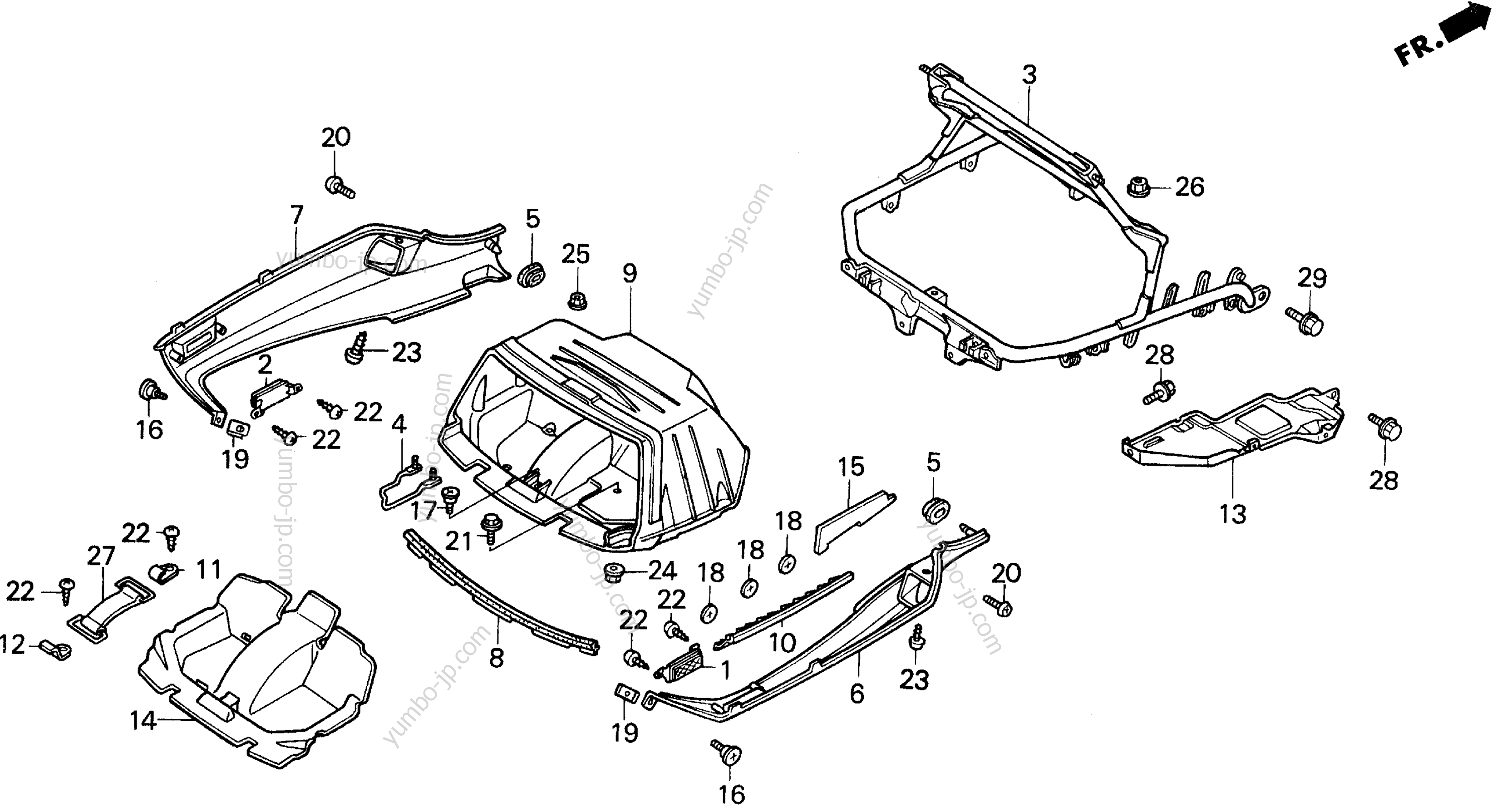TRUNK LOWER COVER for scooters HONDA CN250 A 1997 year