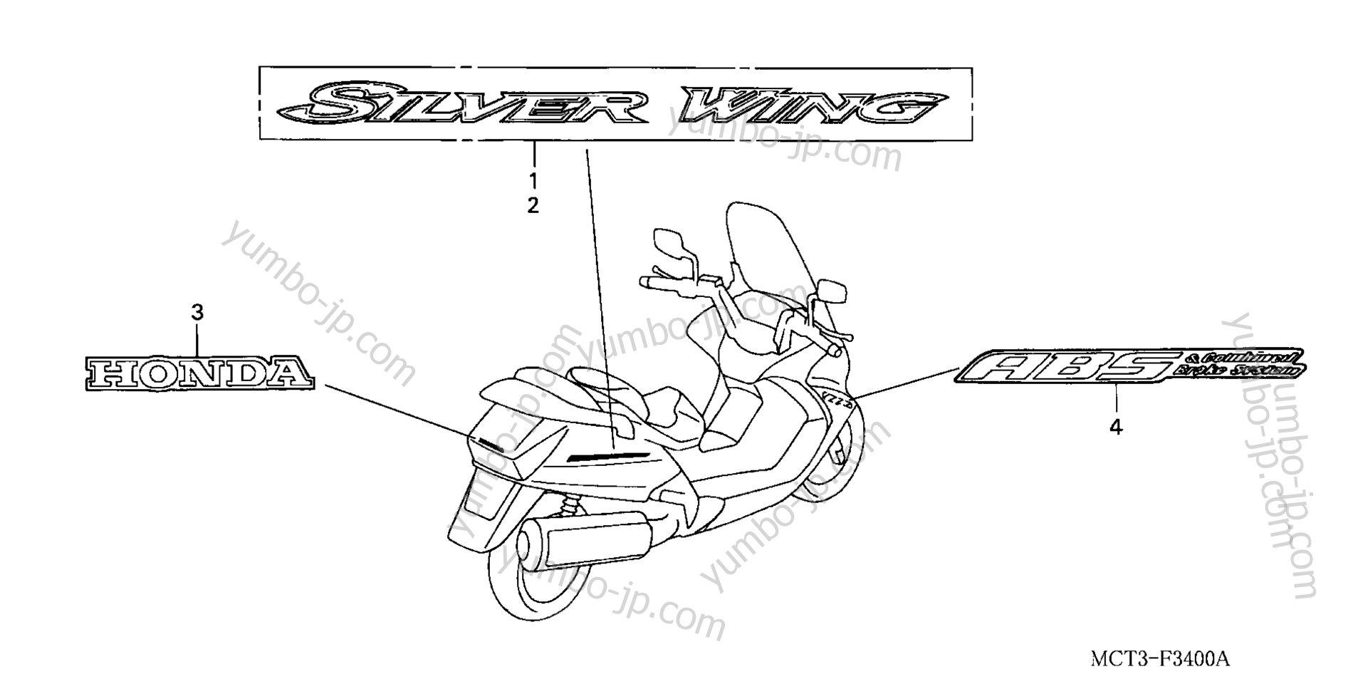 Эмблемы, наклейки для скутеров HONDA FSC600 AC 2002 г.